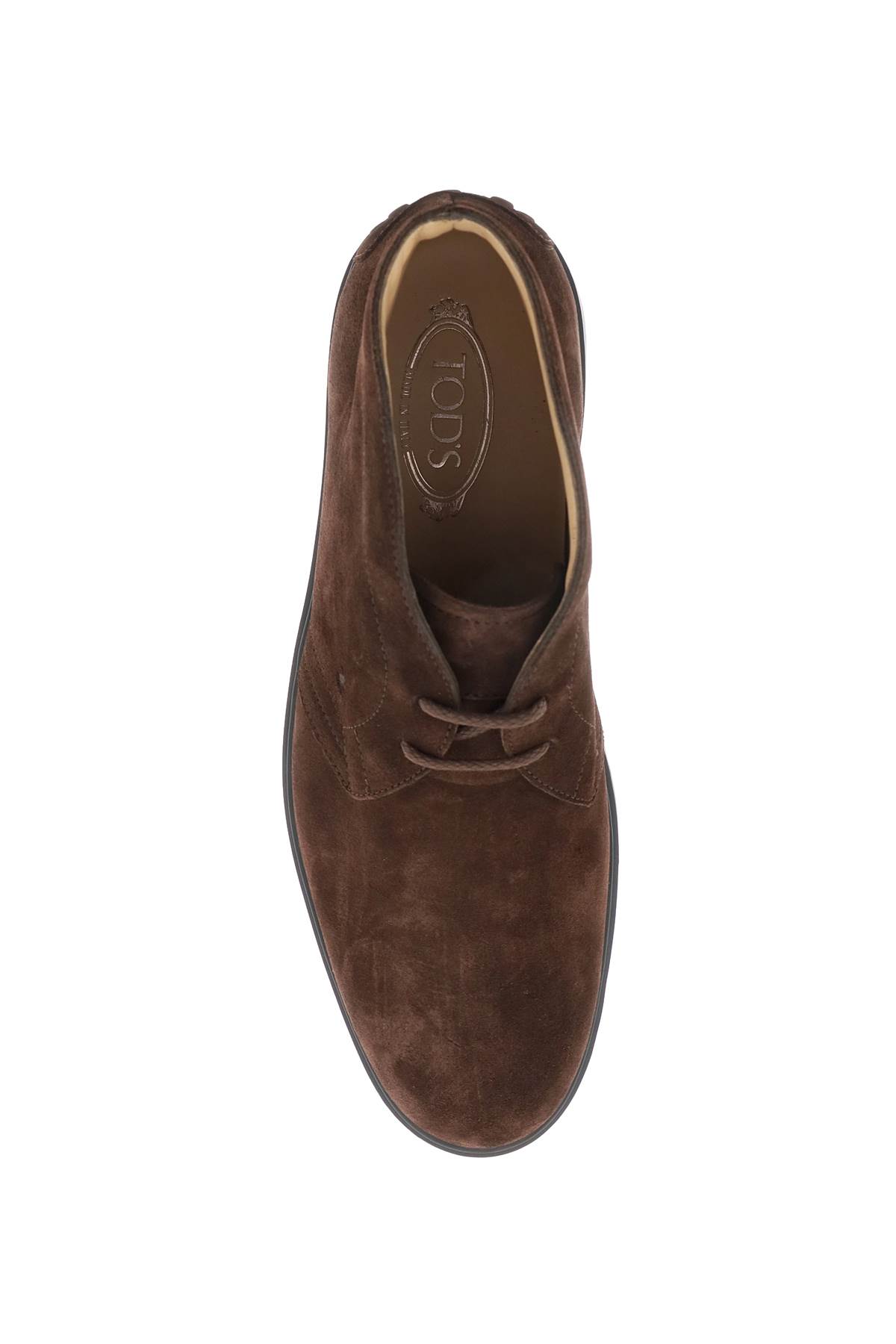 Tod's Brown Suede Desert Boots With Lace-up Closure And Gommini Sole In Brown