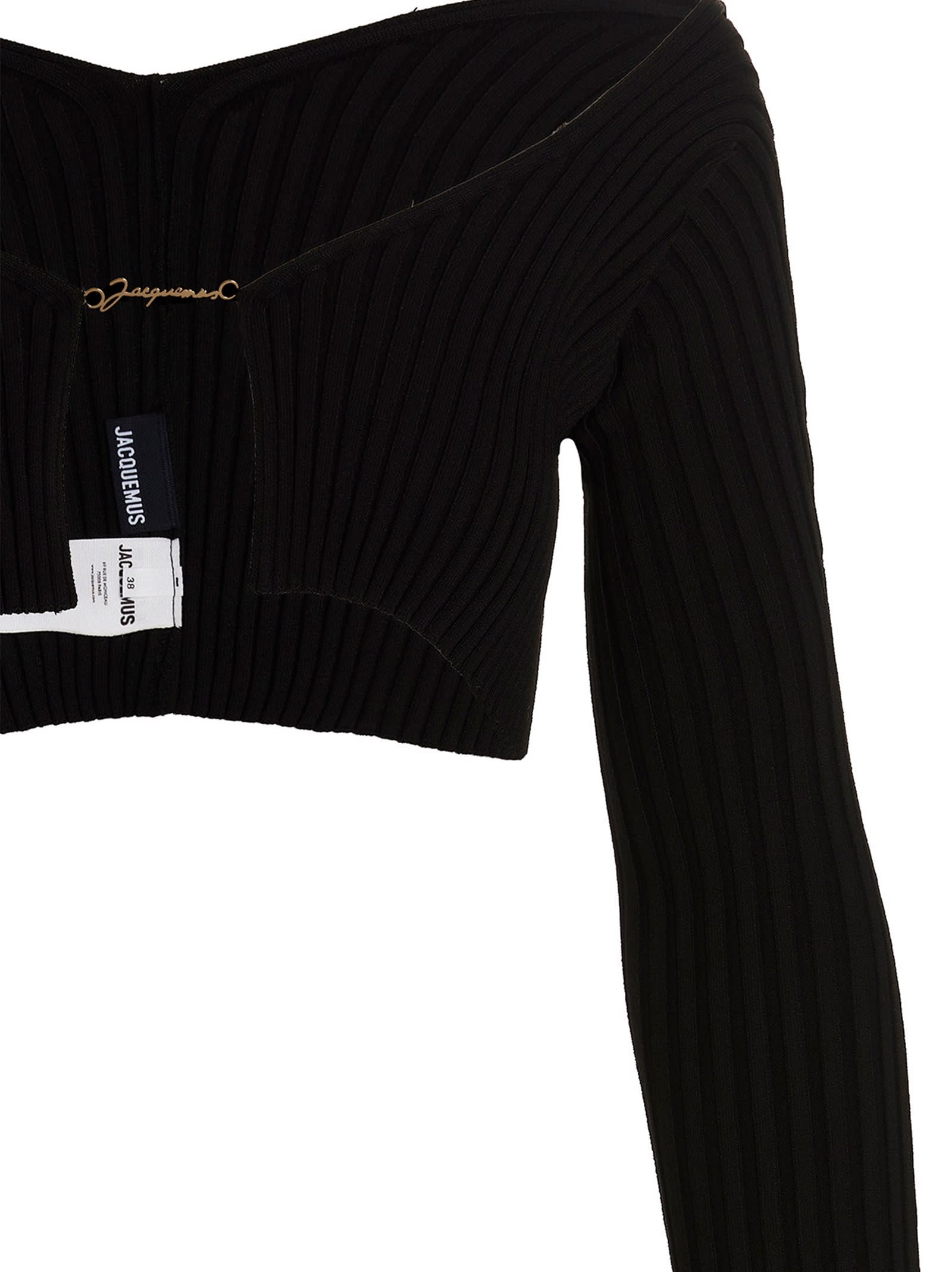 Shop Jacquemus Le Maille Pralu Cropped Cardigan In Black