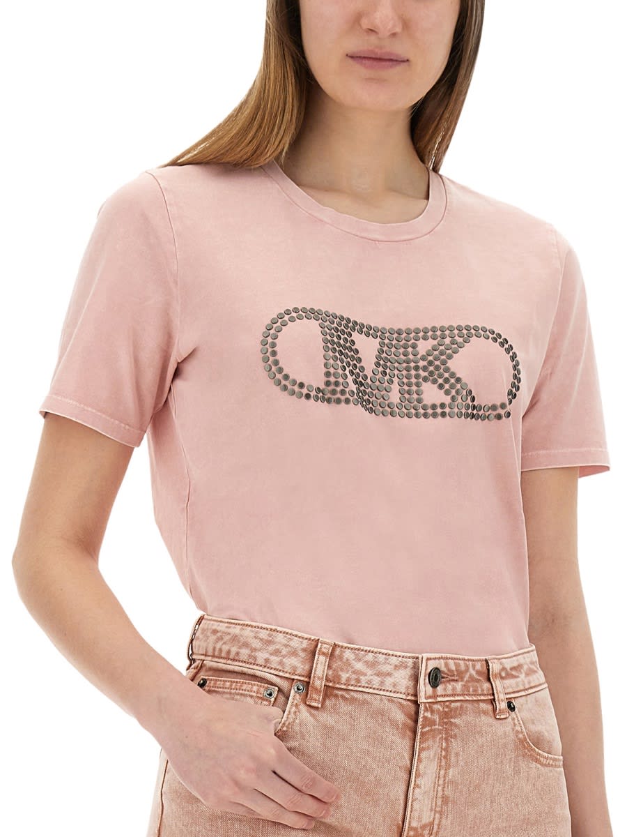 Michael Kors Sage Green Cotton T-shirt In Pink