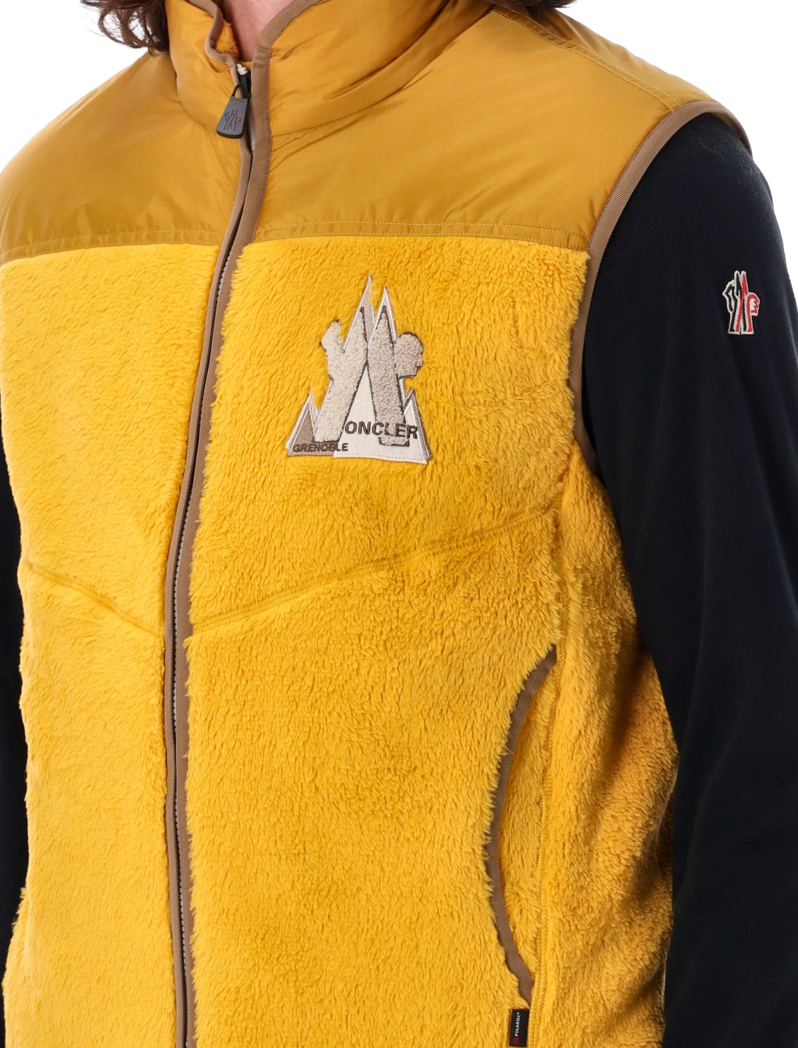 Shop Moncler Zip-up Vest In Yellow