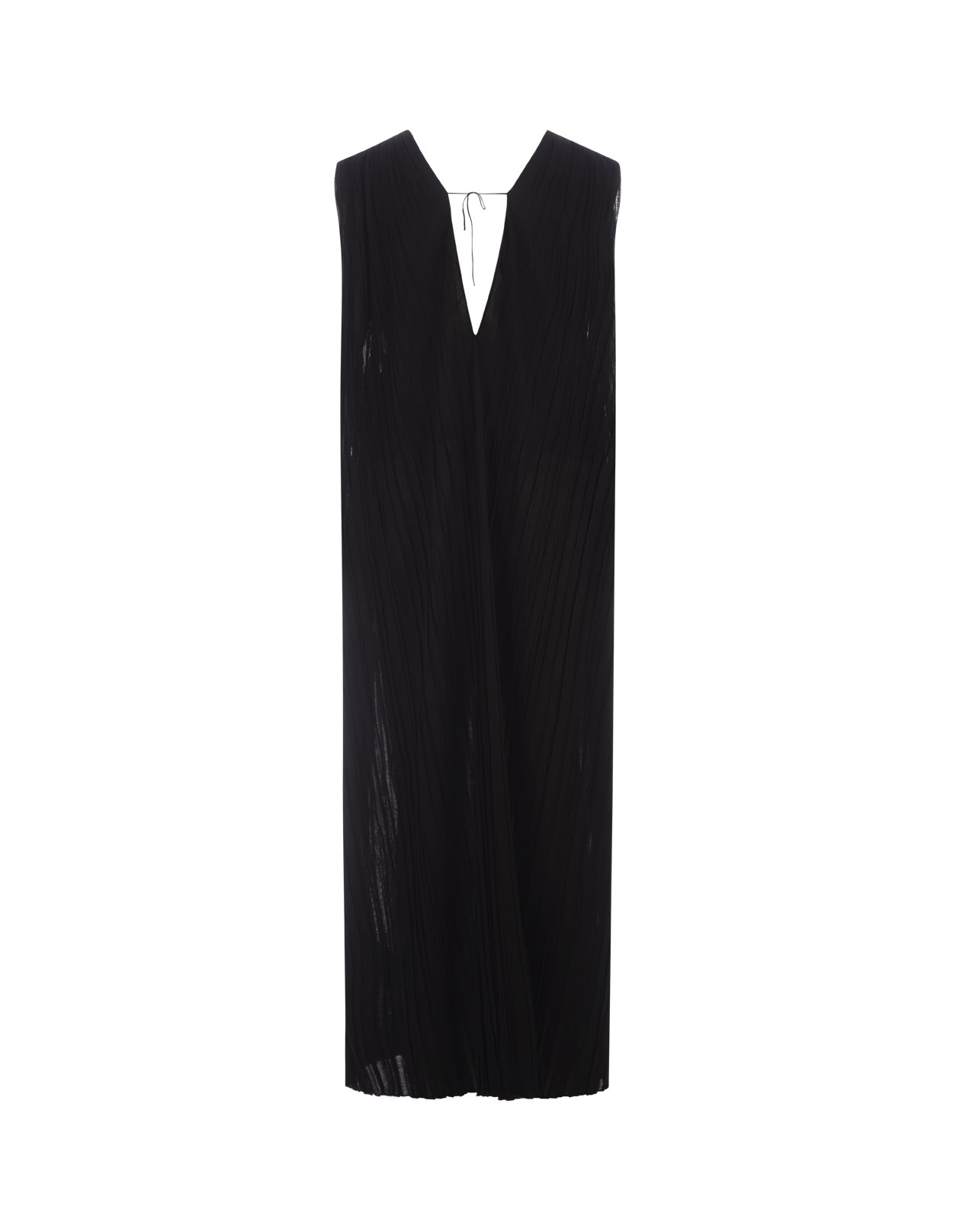 Shop Jil Sander Long Black Pleated Dress