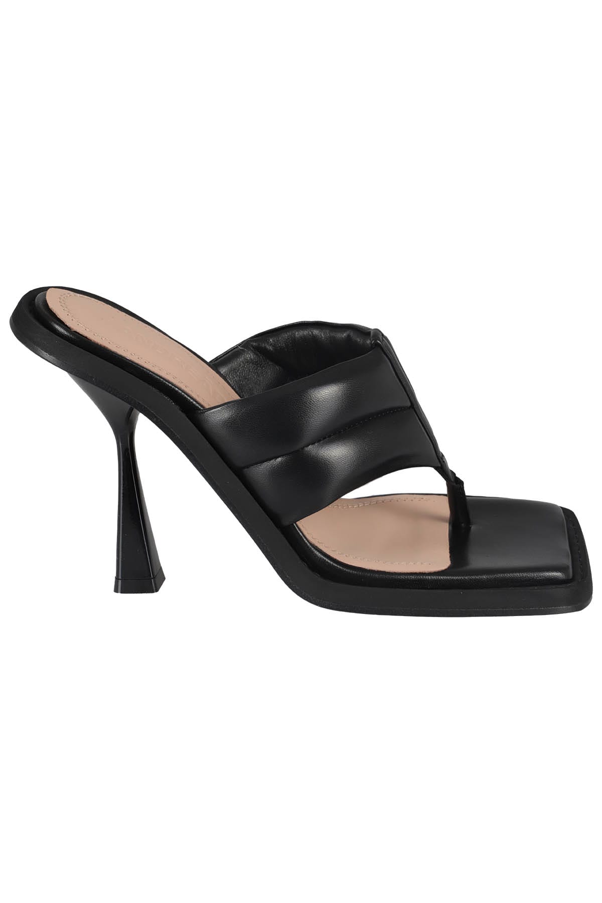 Shop Andreädamo Square Toe Padded Thong Leather In Black