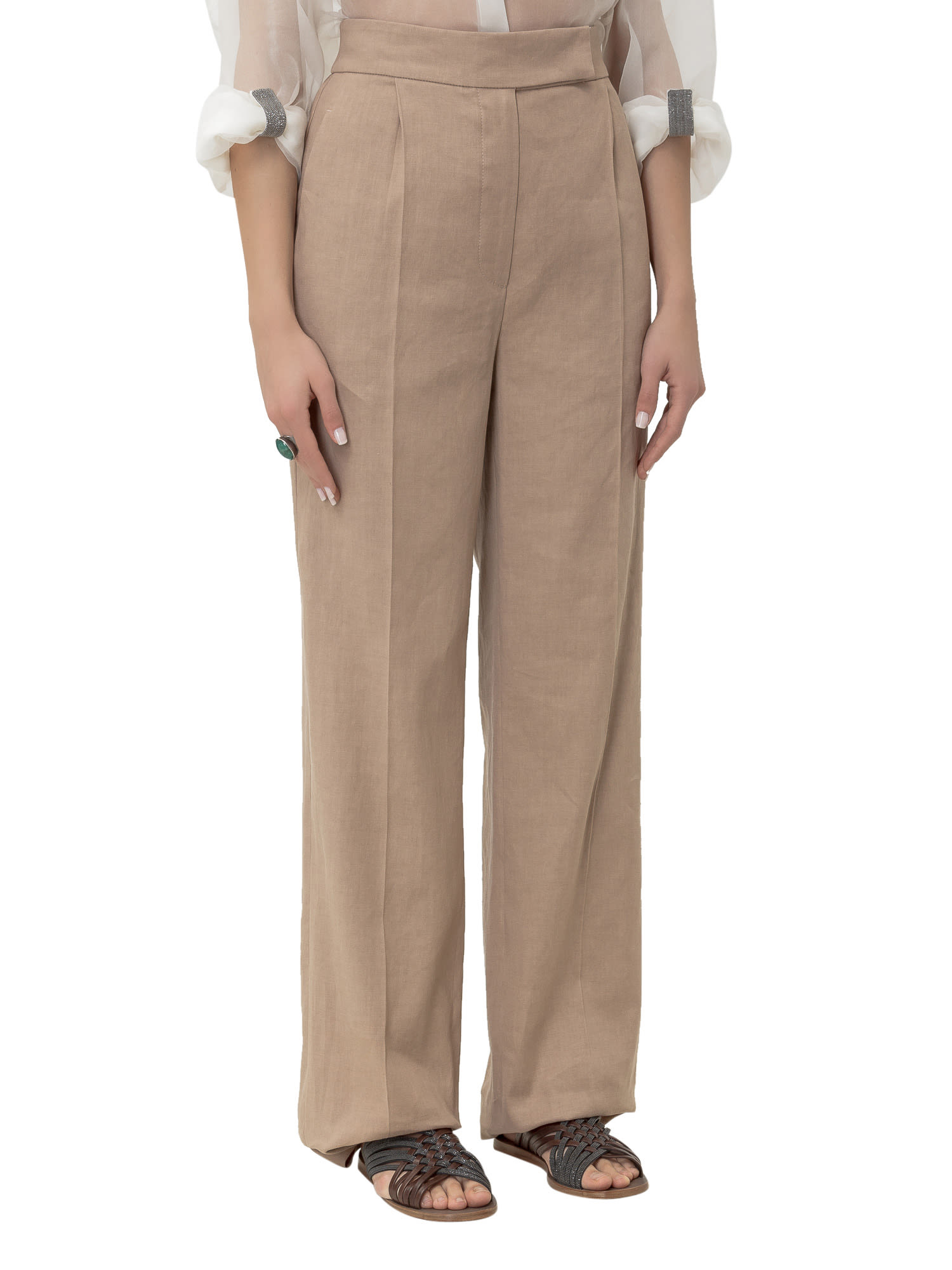 Brunello Cucinelli Trousers With Pleats In Rosa