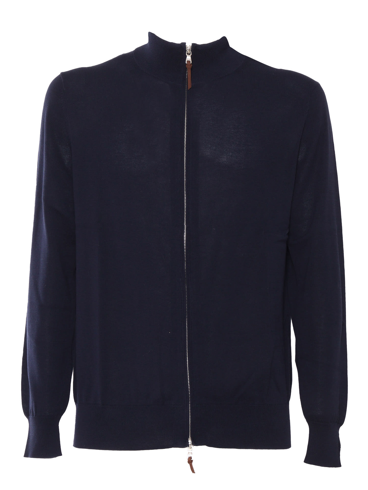 Ballantyne Black Zipped Cardigan With High Collar In Blue