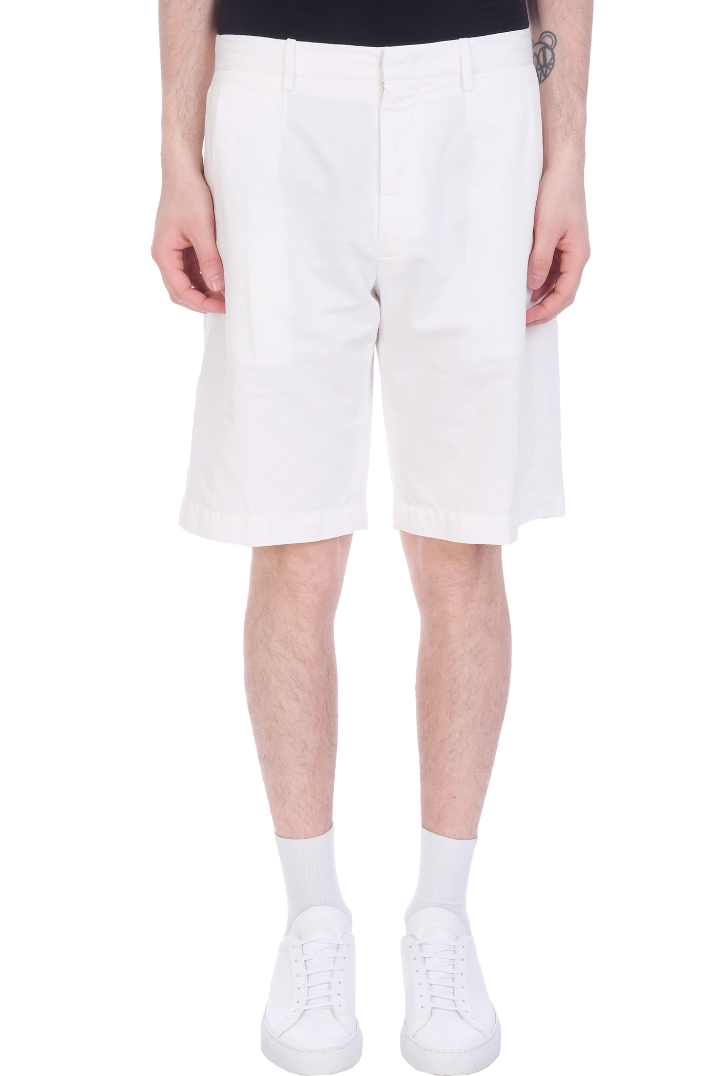Ermenegildo Zegna Shorts In White Cotton And Linen