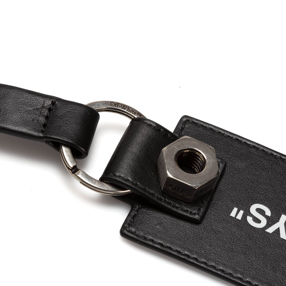 Shop Off-white Quote Keychain In Black