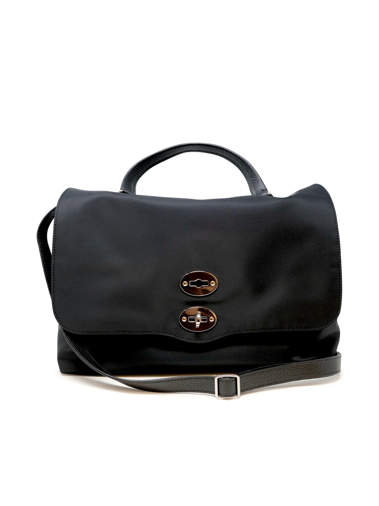 068010-2000000-z0001 Black Postina Rimboccata Tokyo M Leather/fabric Handbag