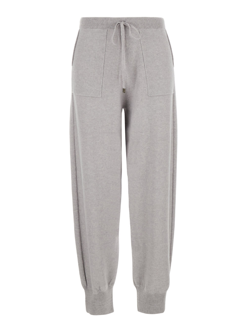 minerva Grey Pants With Drawstring In Wool Blend Woman