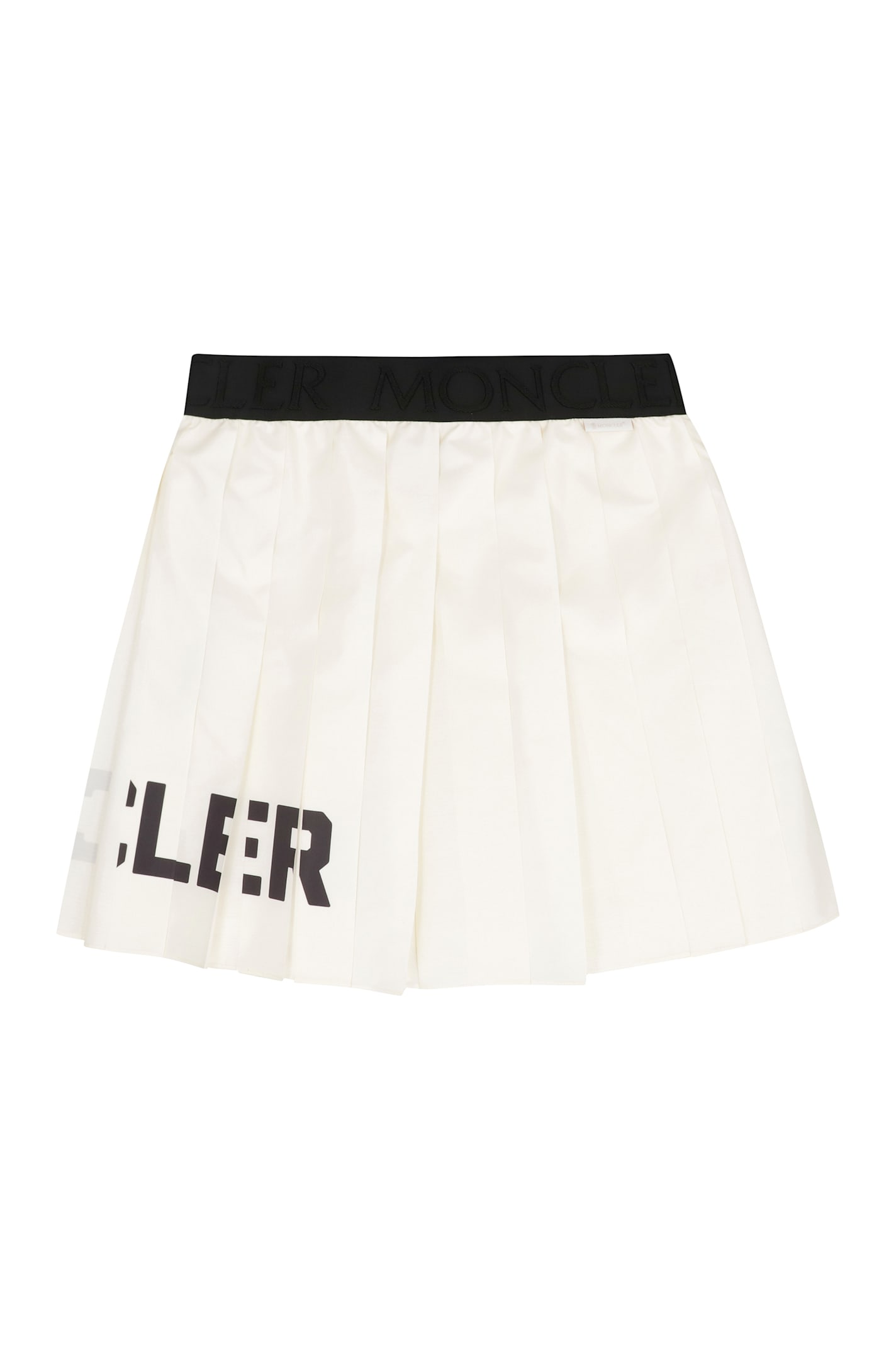 Moncler Logo Print Pleated Mini Skirt In White