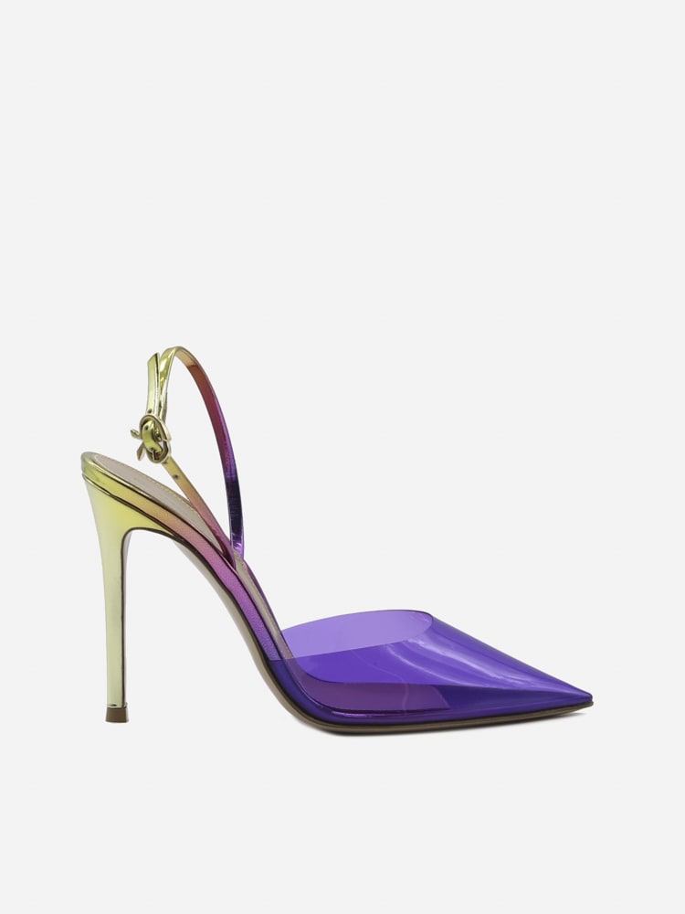 Gianvito Rossi Ribbon Dorsay Slingback Décolleté In Leather And Pvc