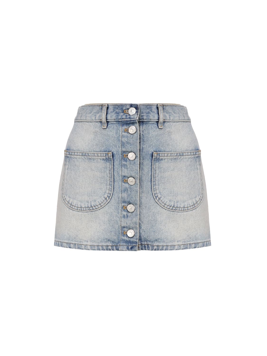 Shop Courrèges Minigonna In Denim Di Cotone In Light Blue Wash