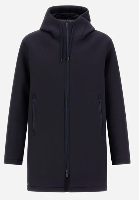 Herno Long Parka In 3-layer Scuba In Blue