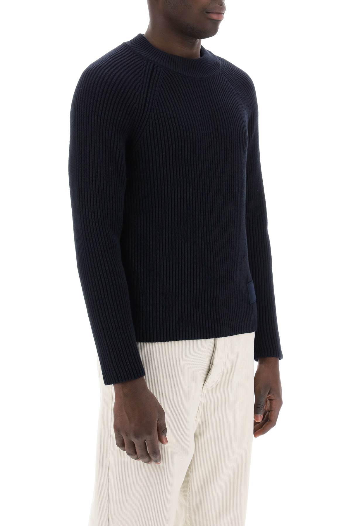 Shop Ami Alexandre Mattiussi Cotton-wool Crewneck Sweater In Night Blue (blue)