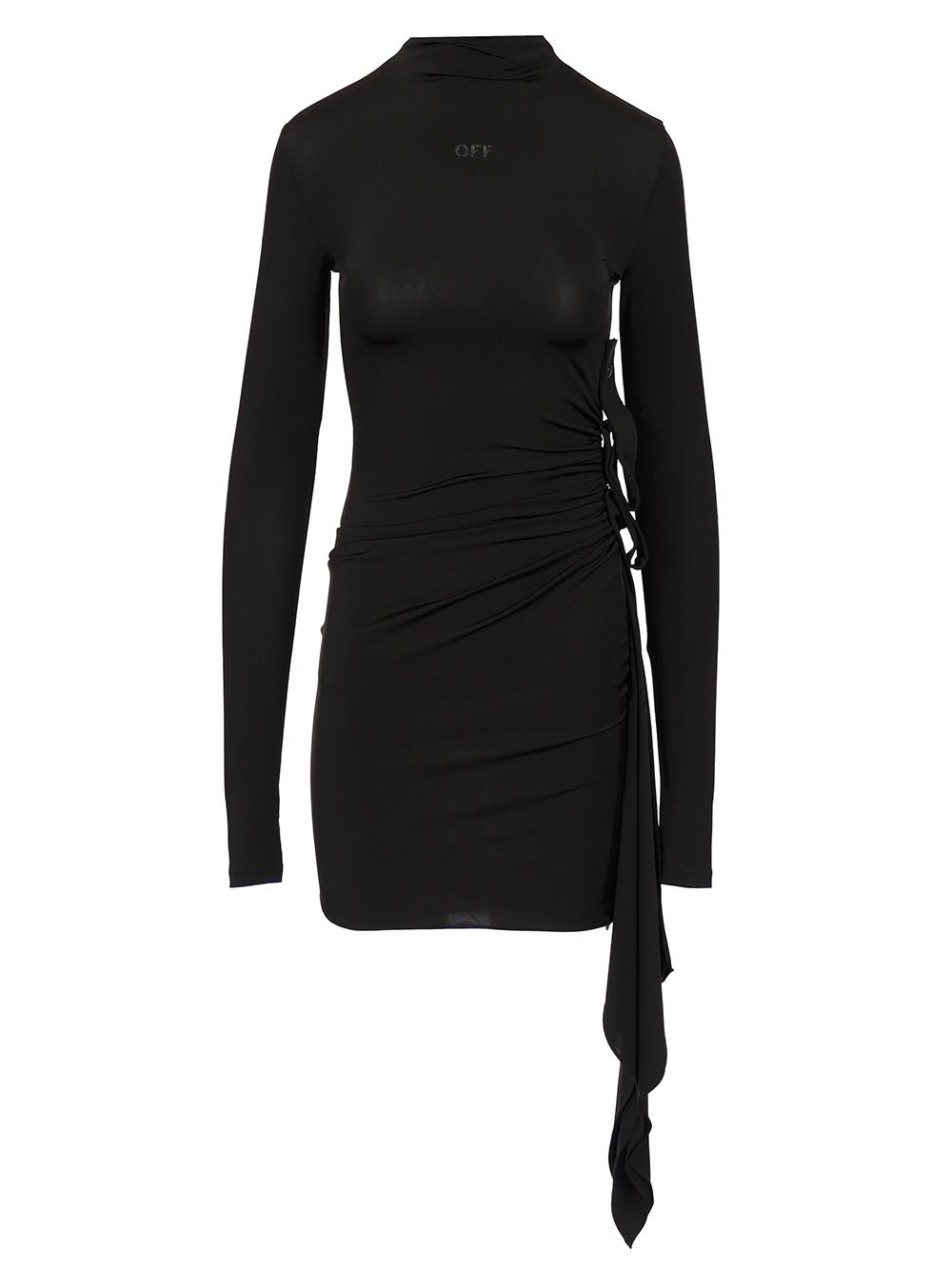 Sec Skin Draped Mini Dress Ls Black - Bl