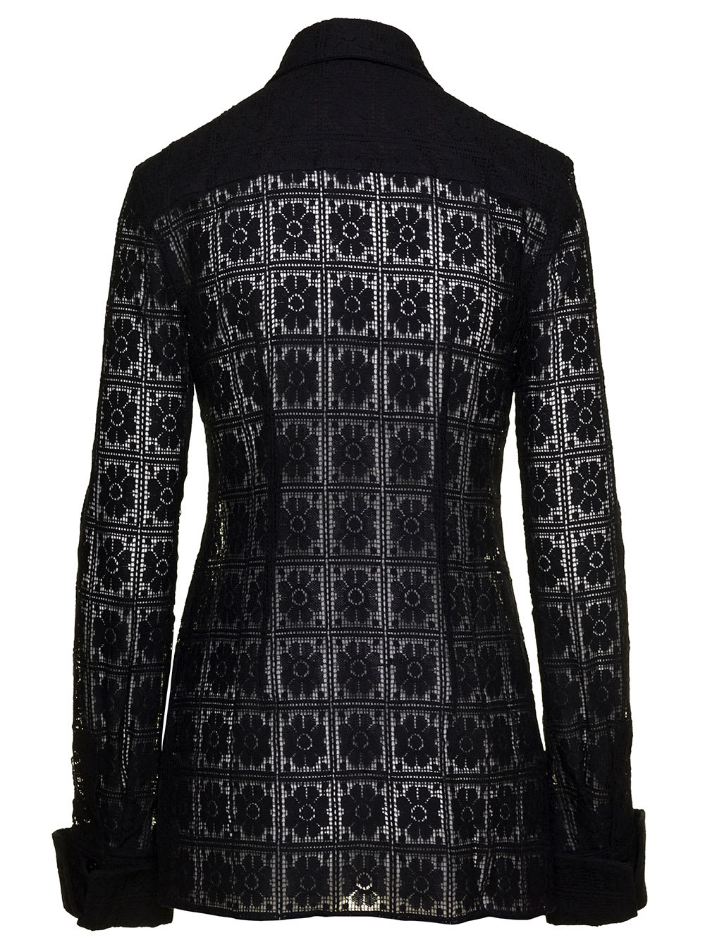 Shop Sportmax Sava Black Shirt With Embroidered Jacquard Motif All-over In Cotton Blend Woman