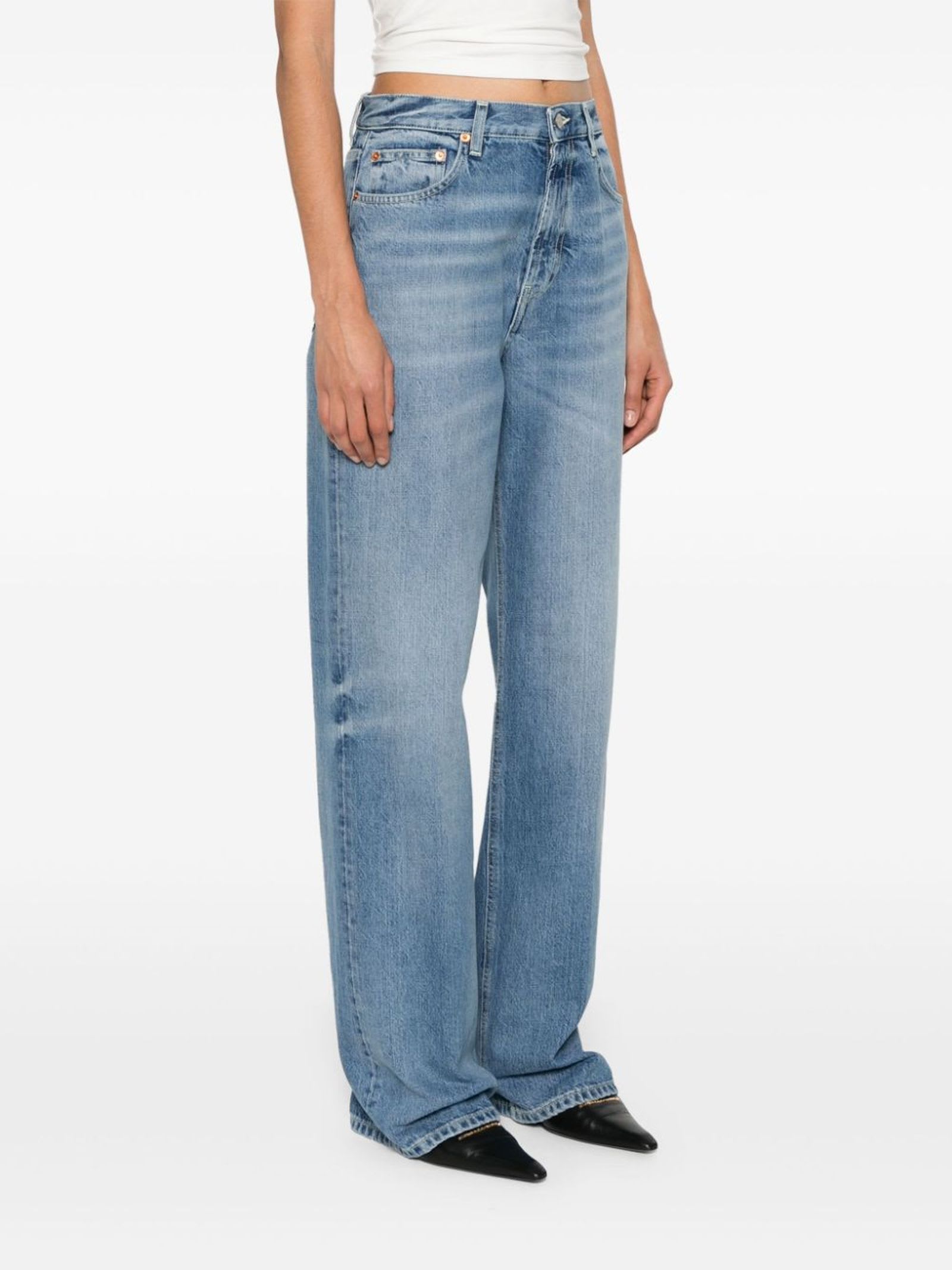 Shop Dondup Francine Low-rise Wide-leg Jeans In Blue