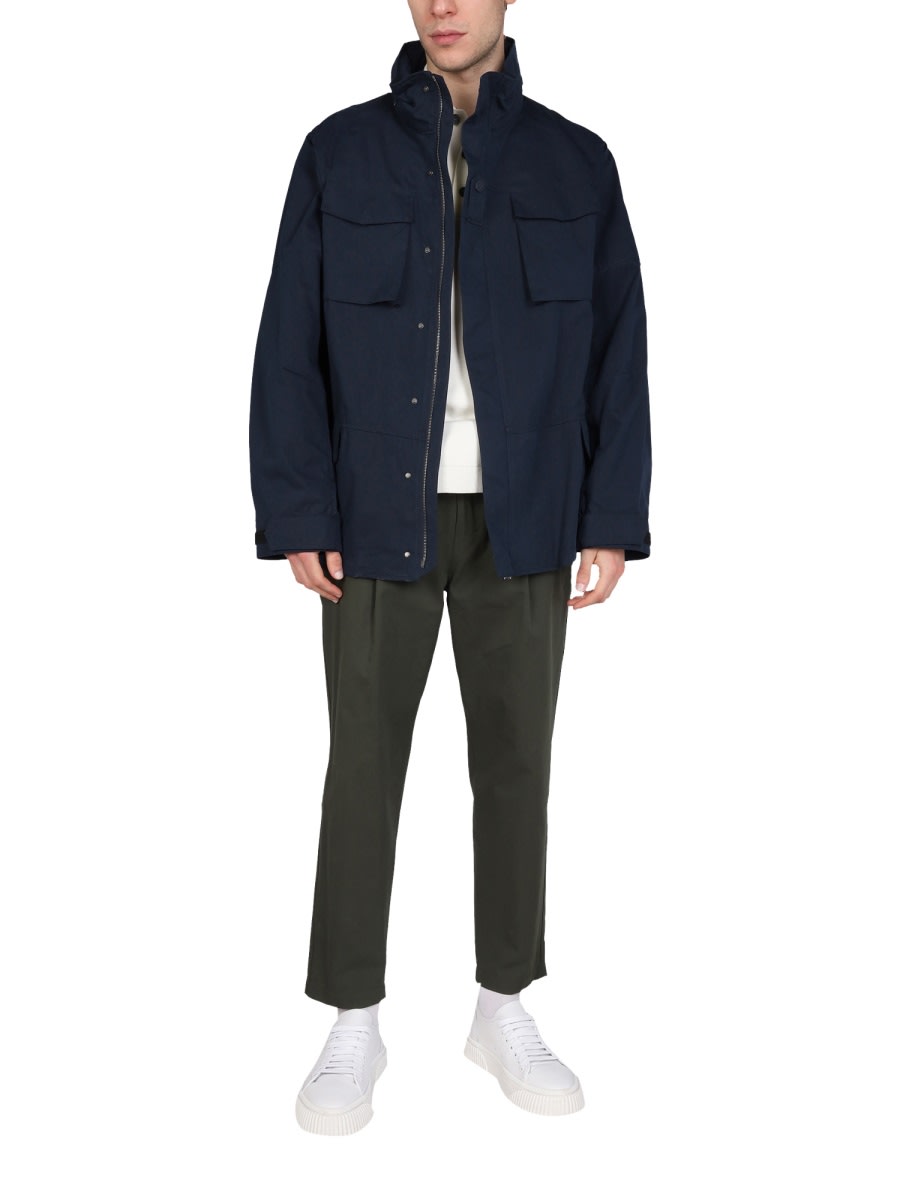 Shop Lardini Double Fabric Jacket In Blue