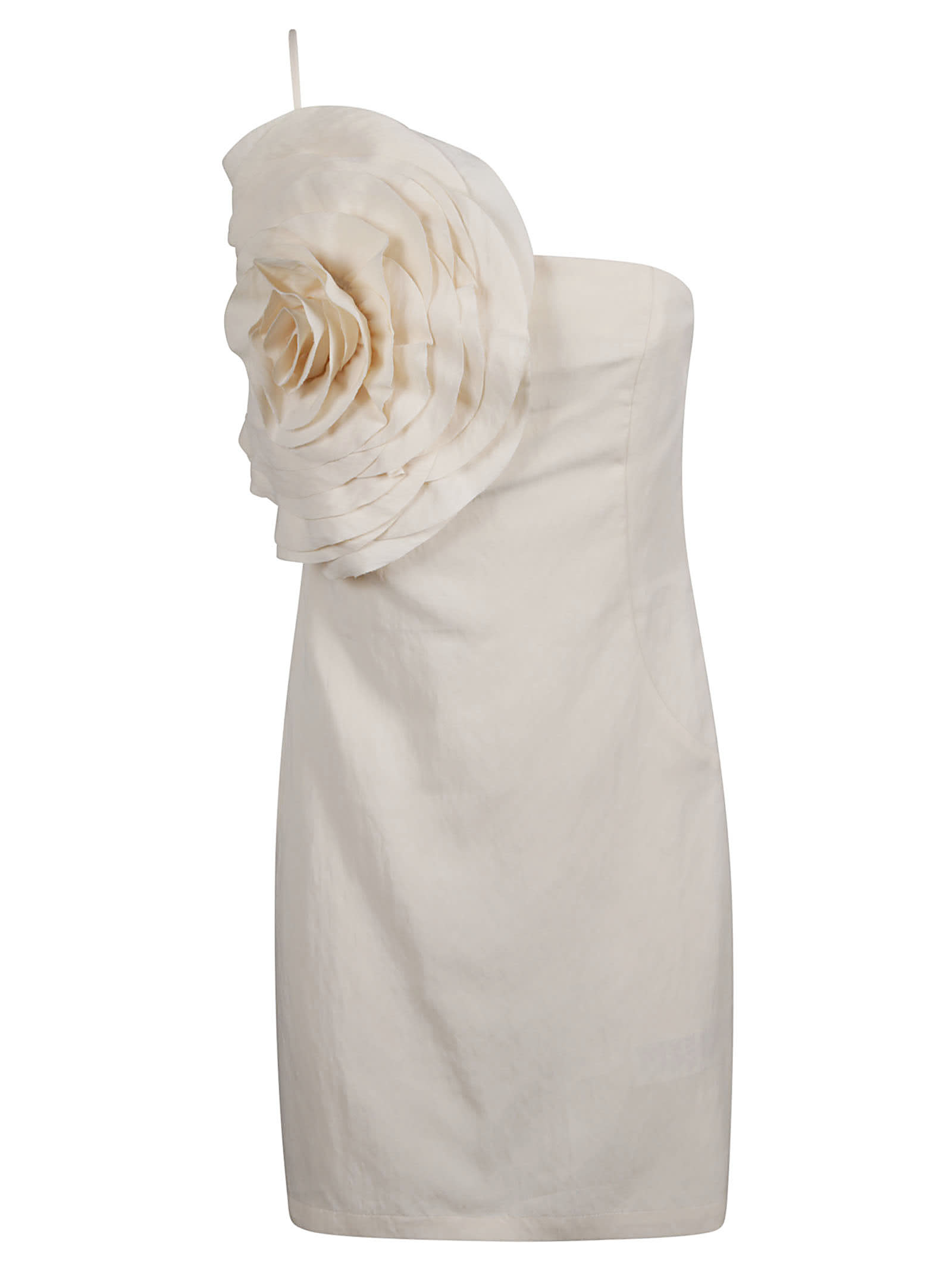 Blumarine Large Flower Detail Sleeveless Dress In Cream