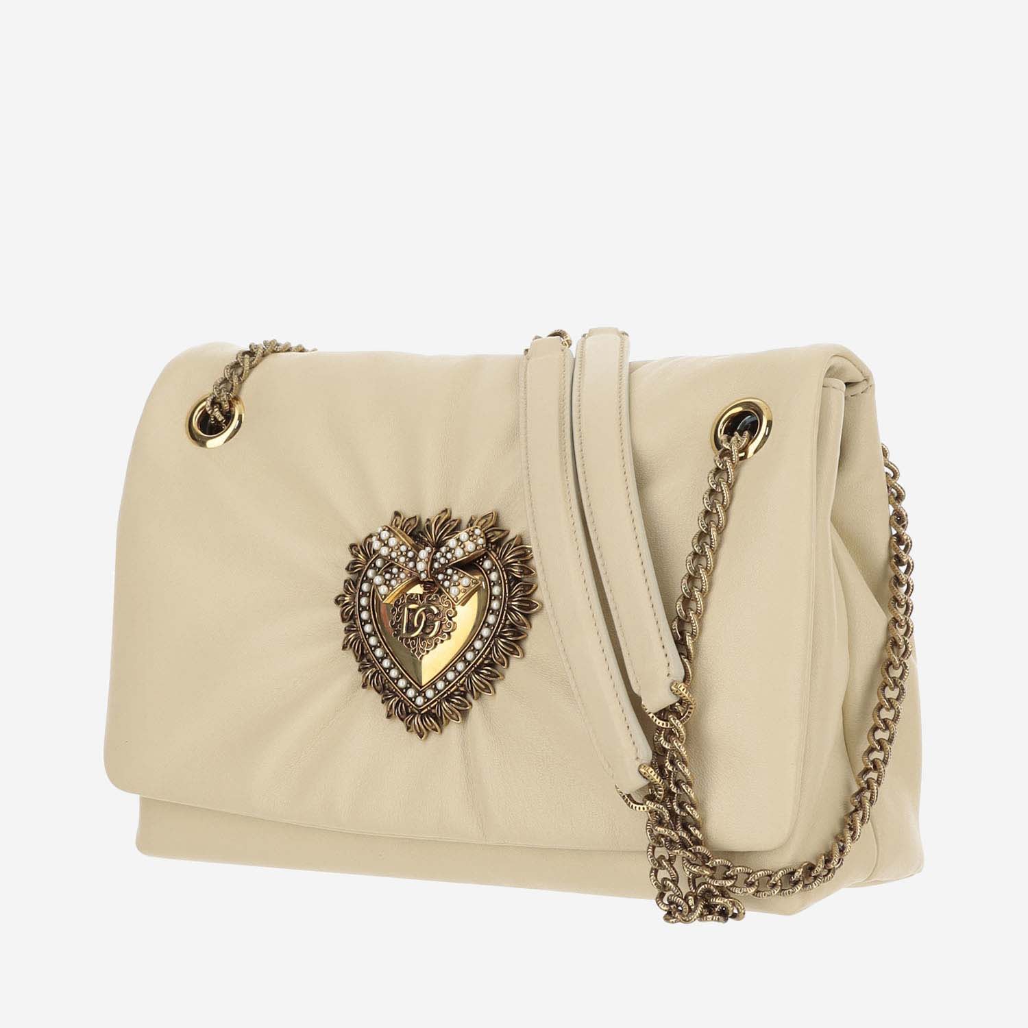 Shop Dolce & Gabbana Devotion Soft Medium Shoulder Bag In Burro