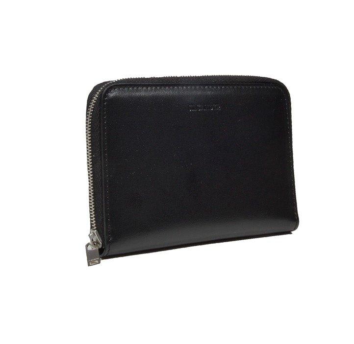 Shop Jil Sander Logo Embossed Zip-around Wallet In Nero