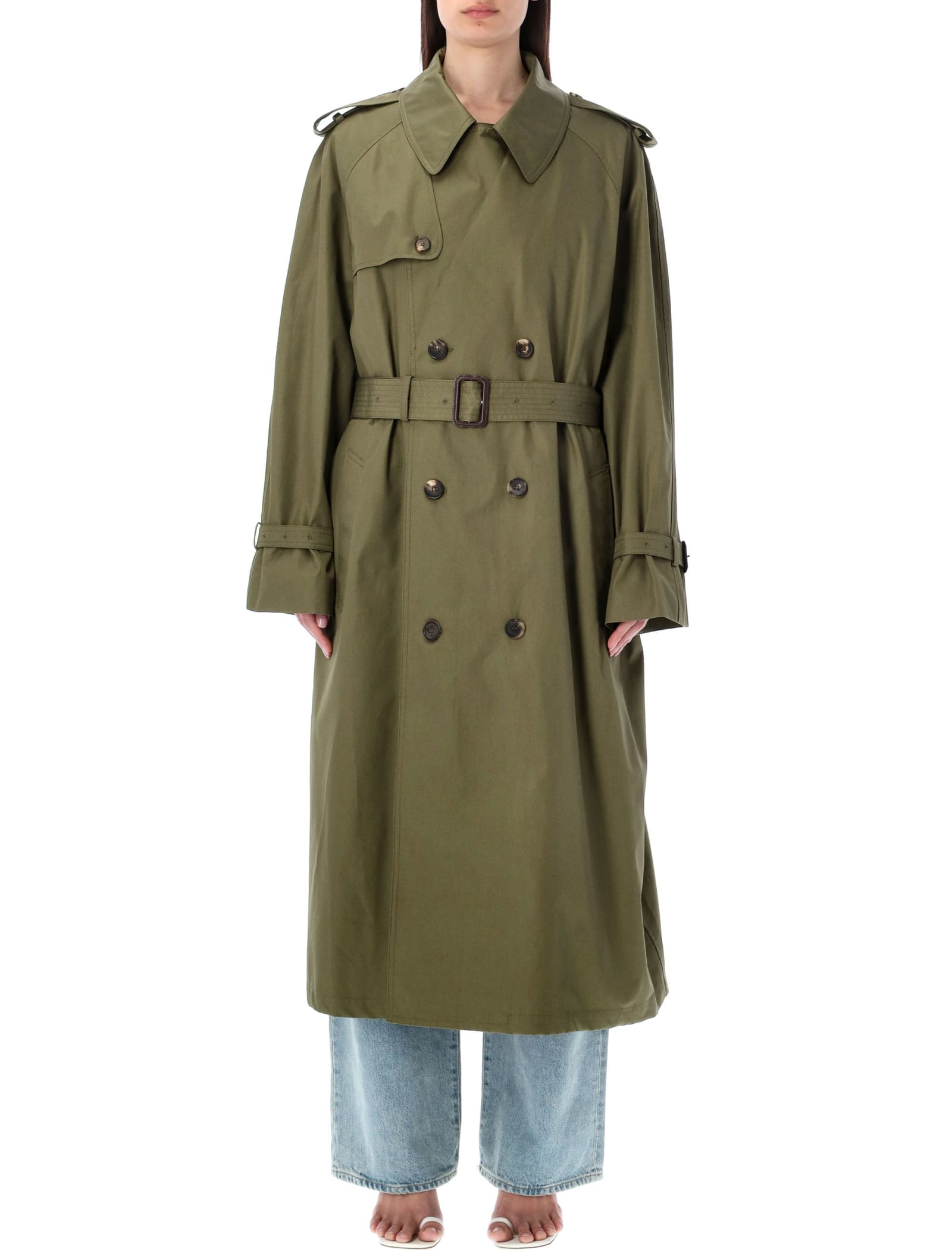 Wardrobe.nyc Cotton Gabardine Trench Coat In Military