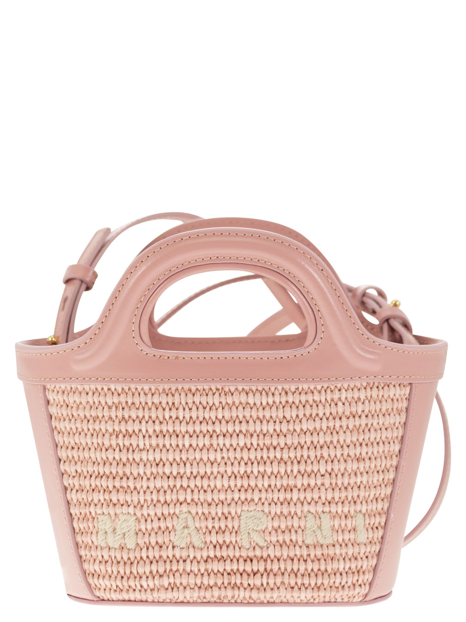 Tropicalia Micro Hand Bag In Rose-pink Raffia