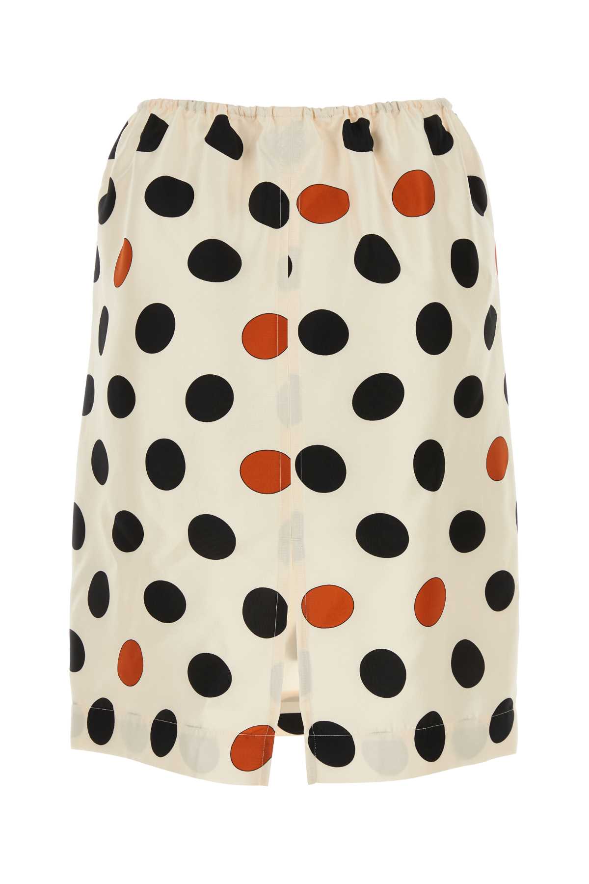 Shop Bottega Veneta Printed Silk Skirt In Creamblackrust