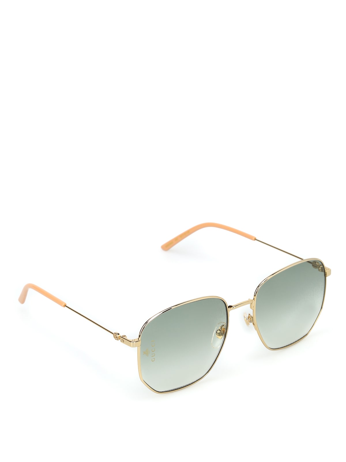 Gucci Gg0396s Sunglasses In Gold Gold Green