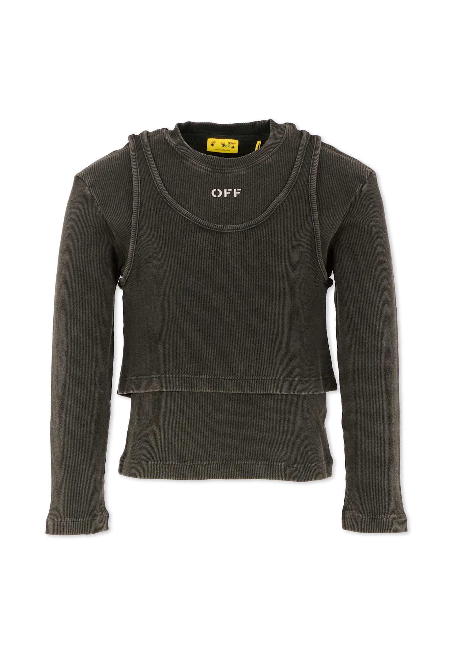 Off-white Grey T-shirt For Girl With Logo In Gray