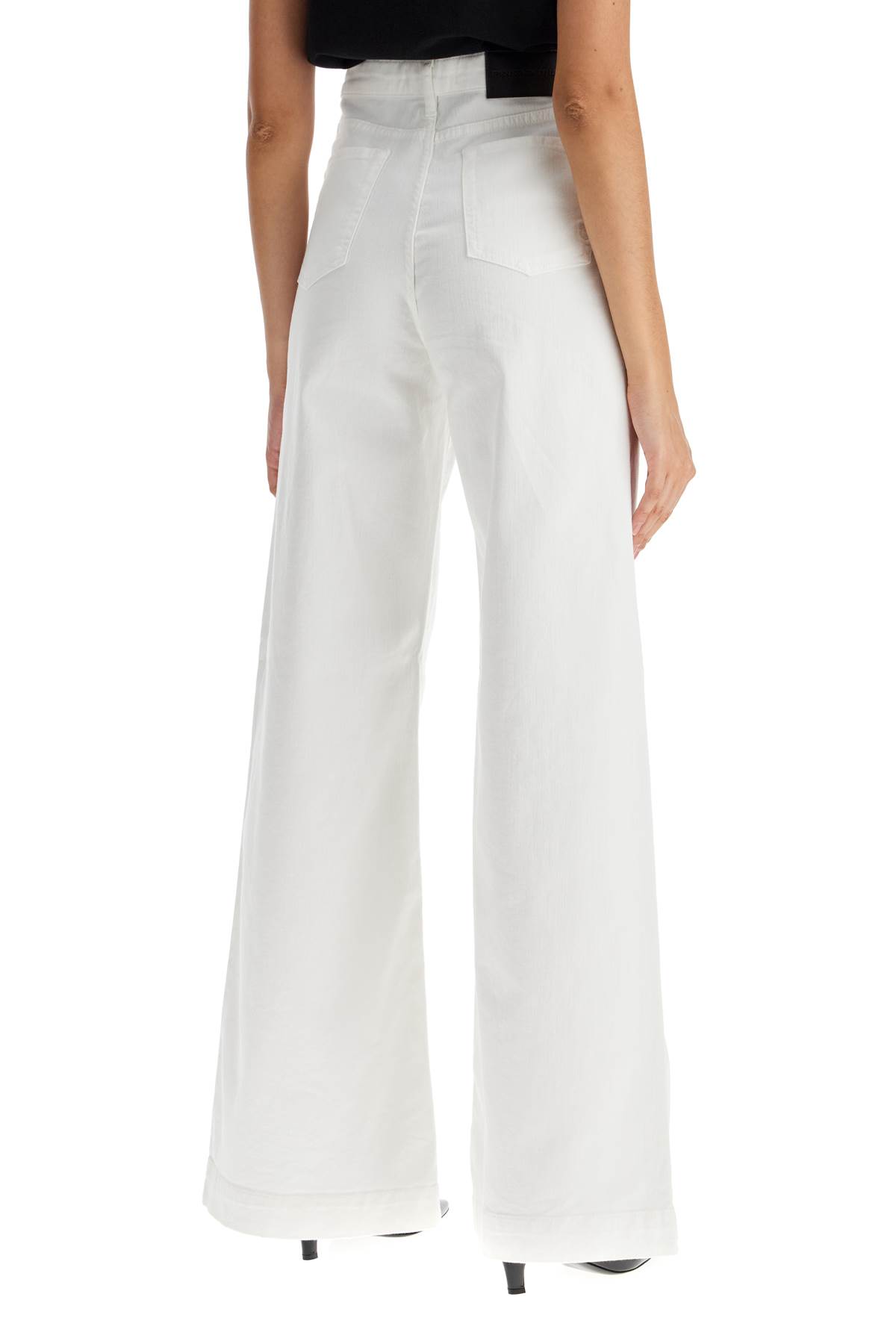 PINKO WIDE LEG TWILL TROUSERS IN ITALIAN 