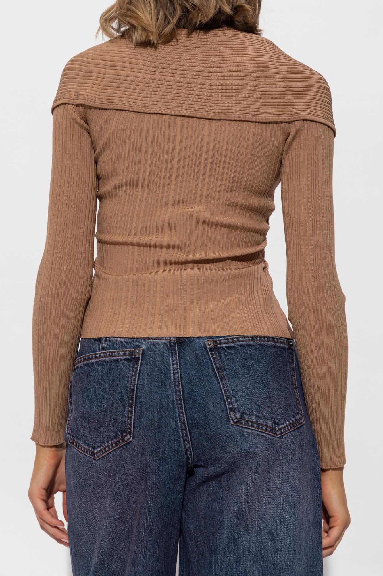 SELF-PORTRAIT SELF PORTRAIT RIBBED TOP WITH LONG SLEEVES