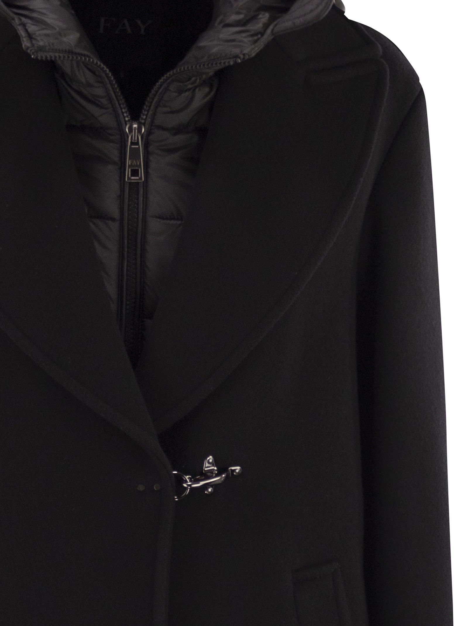 Fay Women Double Front Coat In Wool And Cashmere In Black
