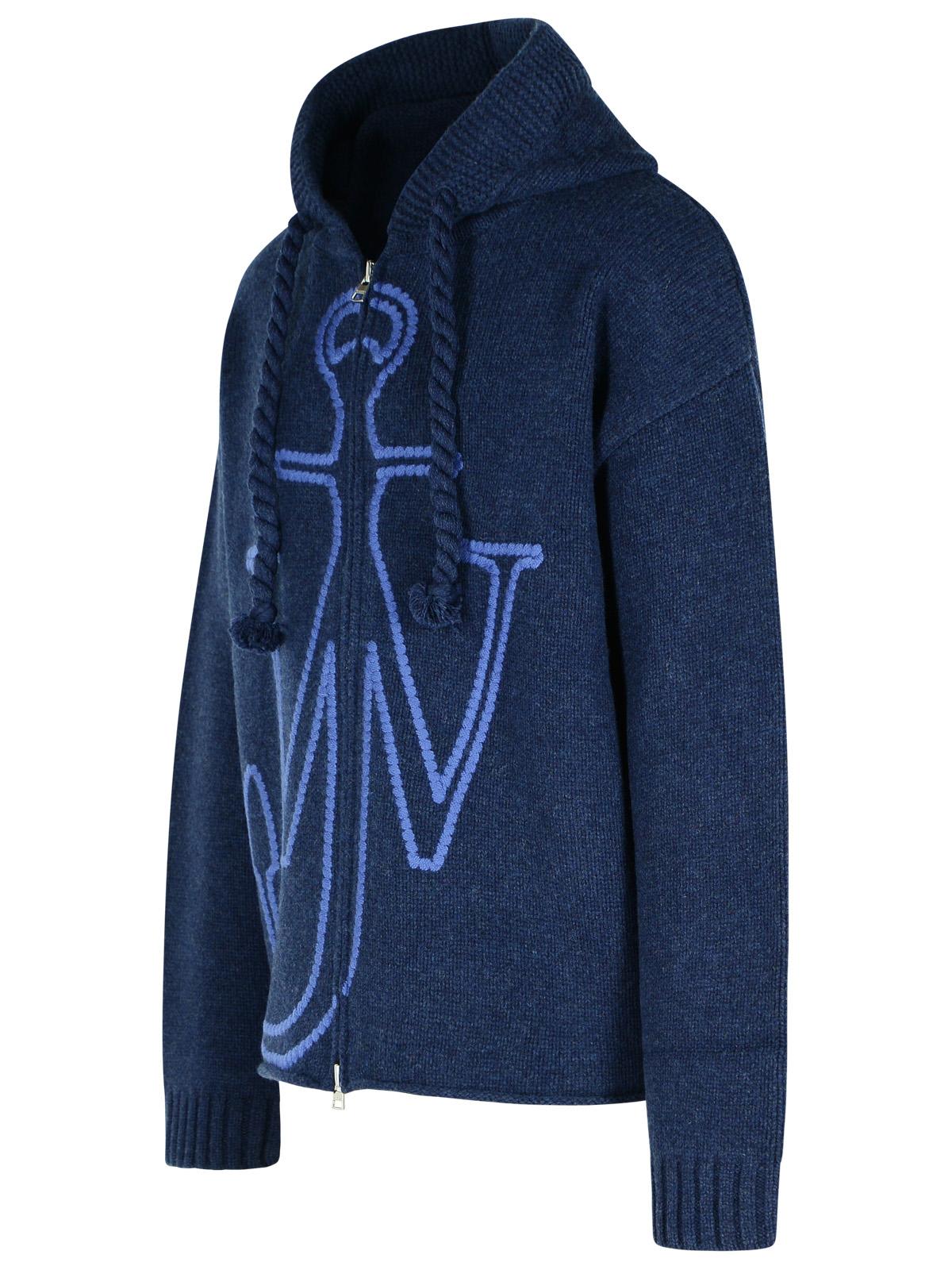 Jw Anderson J. W. Anderson Zip-up Hooded Sweater With Contrasting Logo In Blue