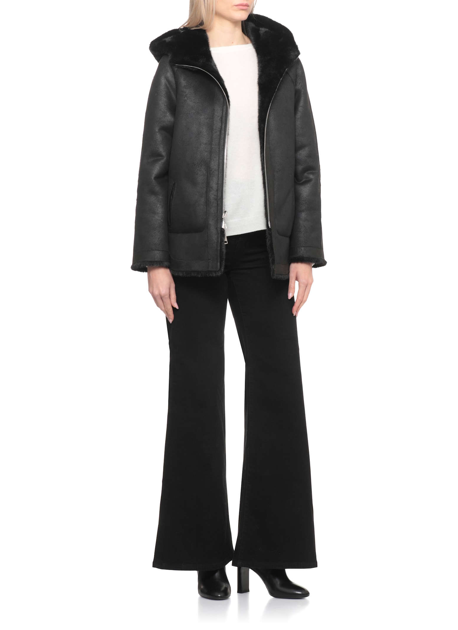Betta Corradi Faux Fur Reversible Coat In Black