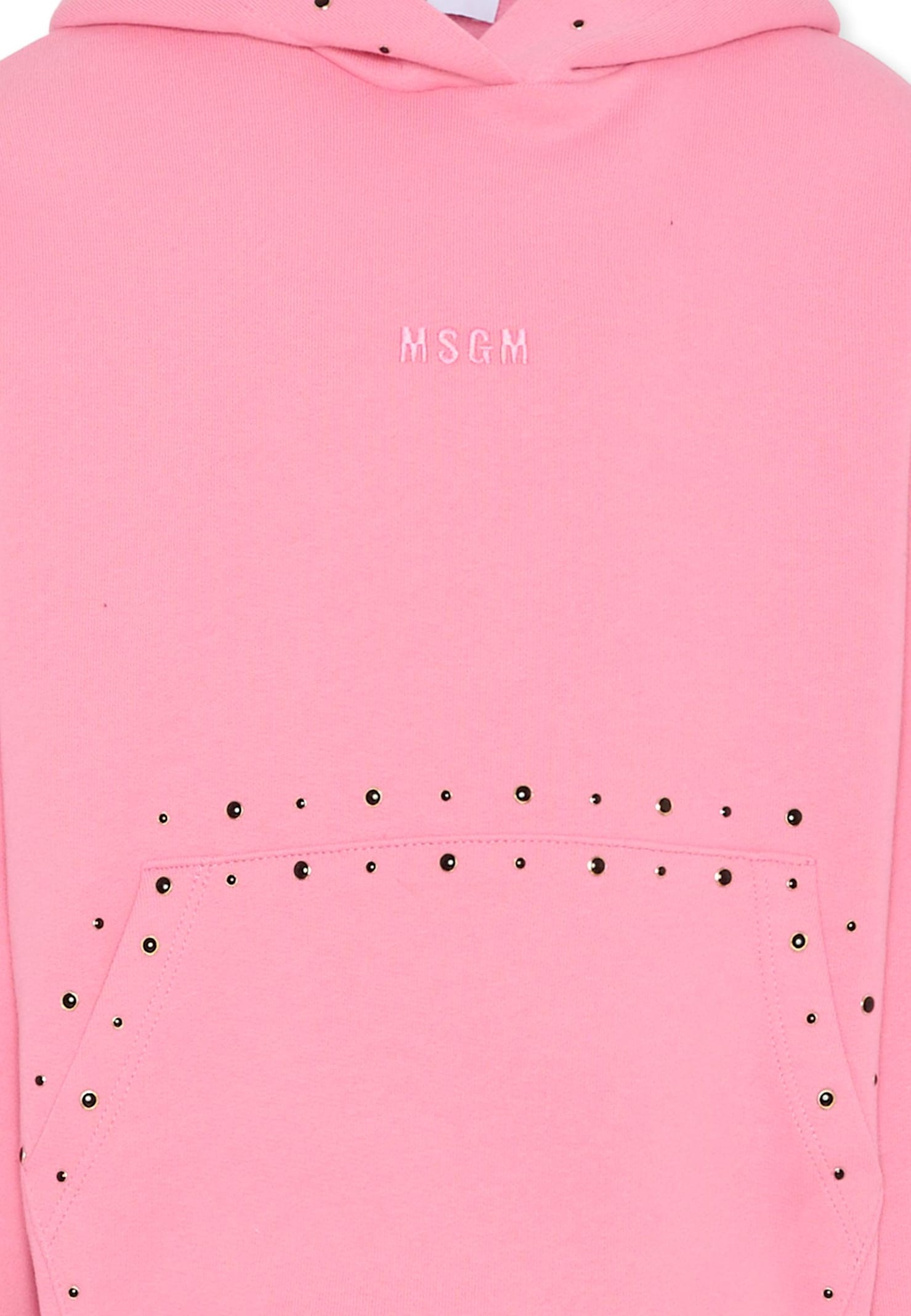 Msgm Pink Sweatshirt For Girl With Studs In Pink