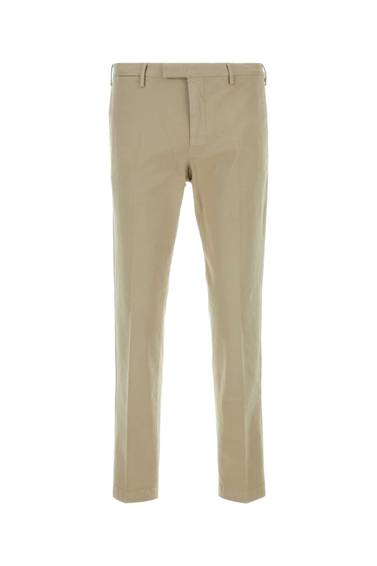 Shop Pt Torino Beige Stretch Cotton Pant In Mastice