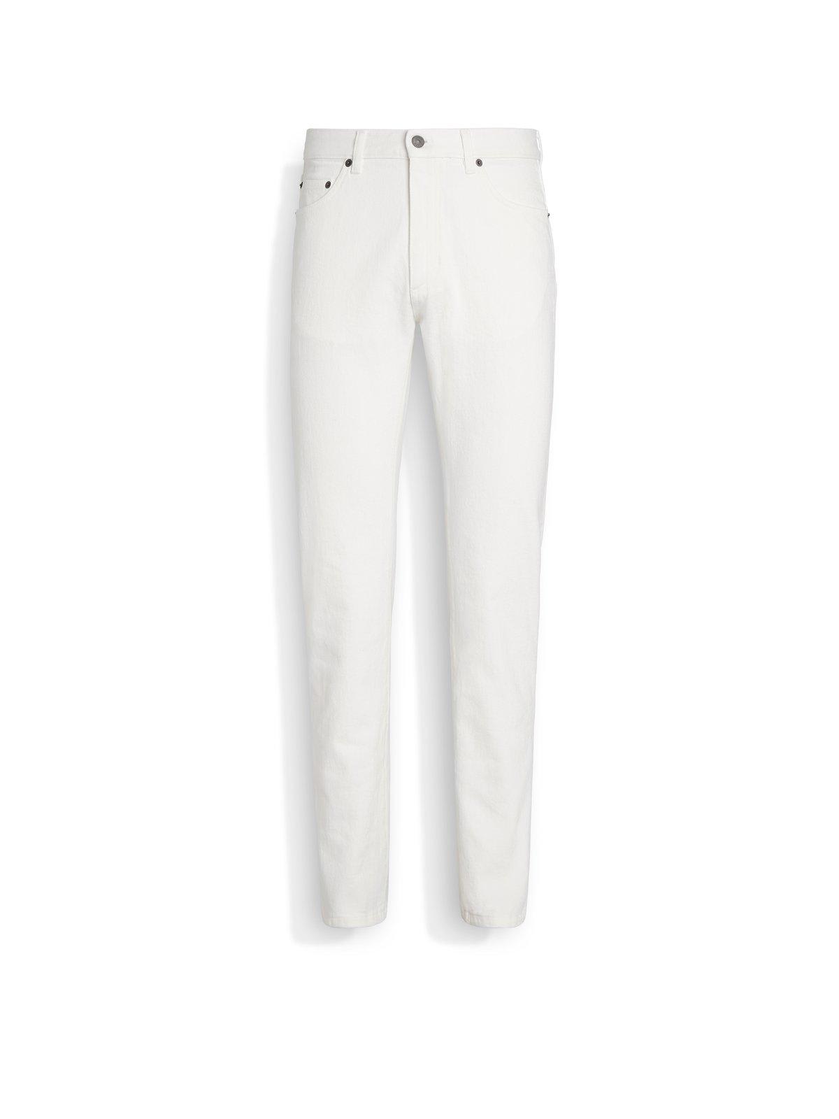 Zegna Roccia Mid-rise Slim Jeans In Bianco Naturale Unito