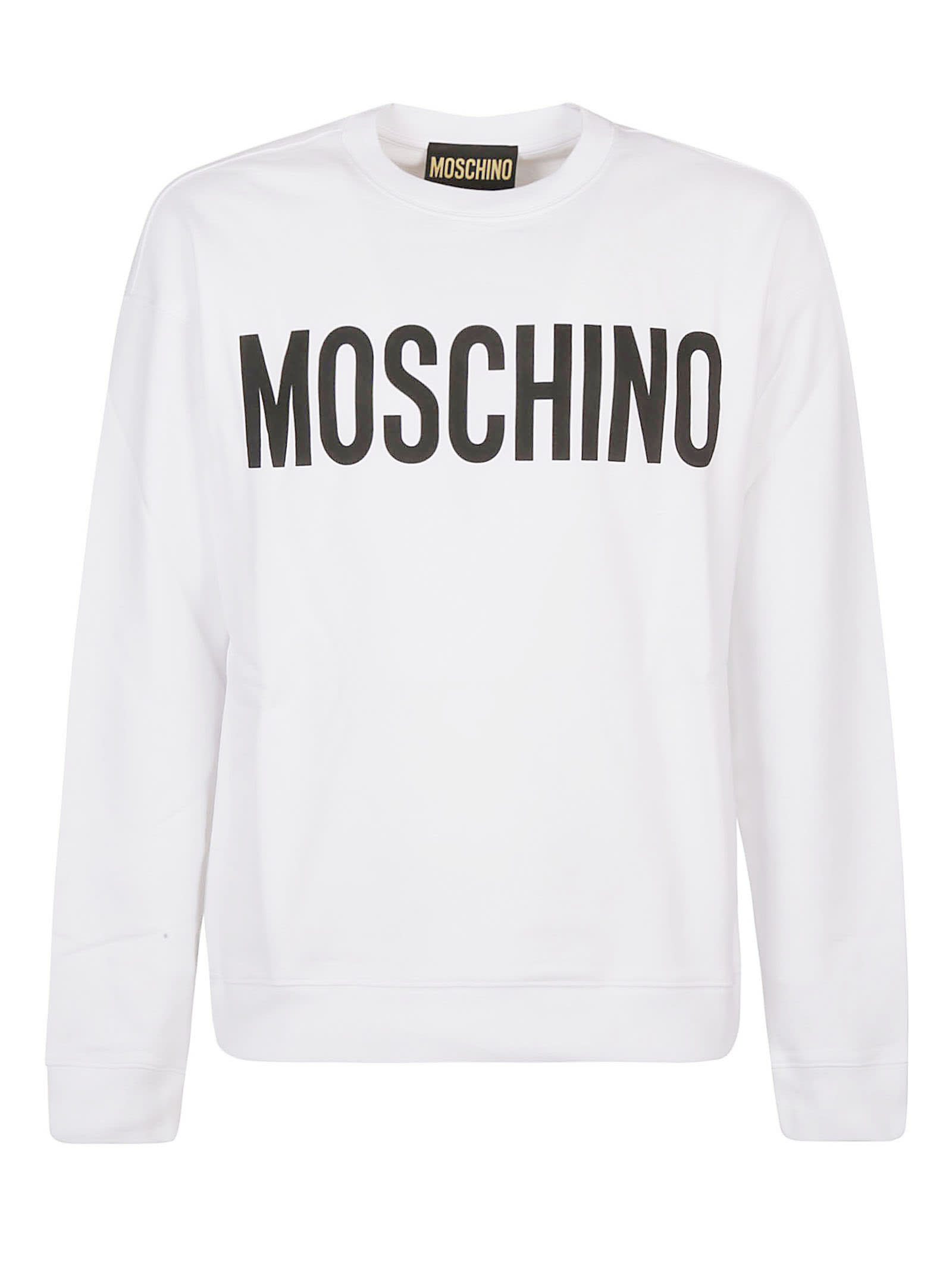 Shop Moschino Printed Logo Sweatshirt In Bianco Fantasia