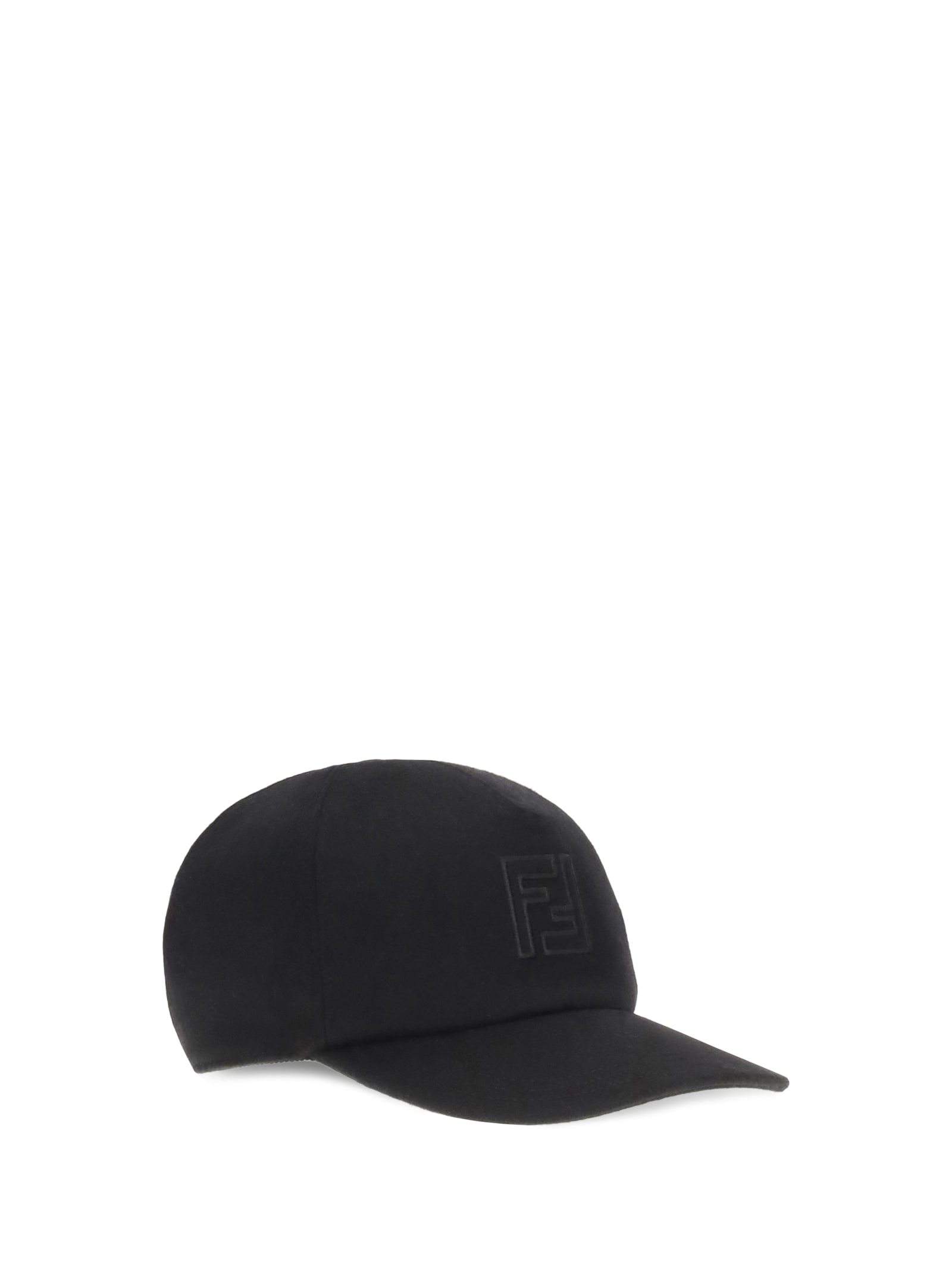 Fendi Wool And Cashmere Baseball Cap In Black