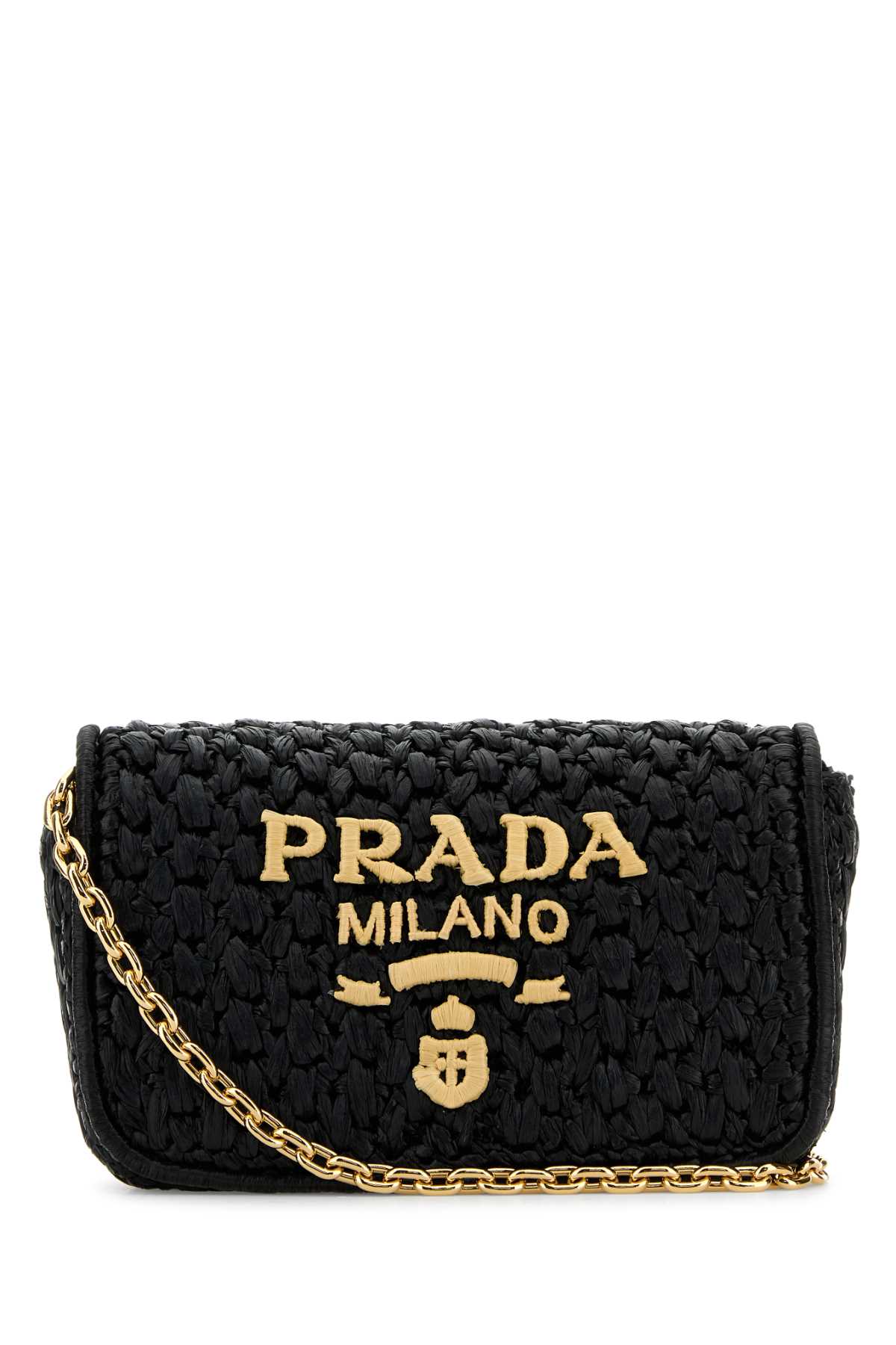 Shop Prada Black Raffia Crossbody Bag In Neroc