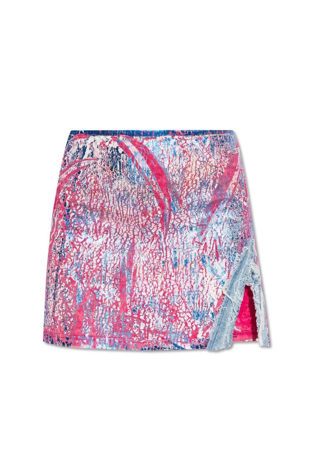 Abstract Printed Distressed Mini Skirt