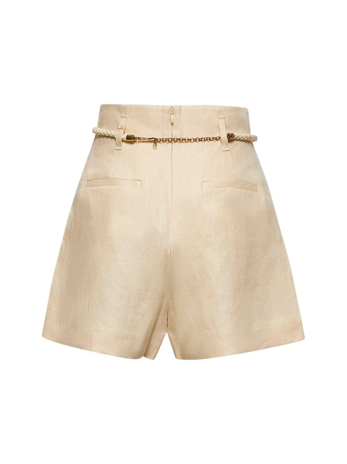 Zimmermann Illuminate Belted Pleated Linen Shorts
