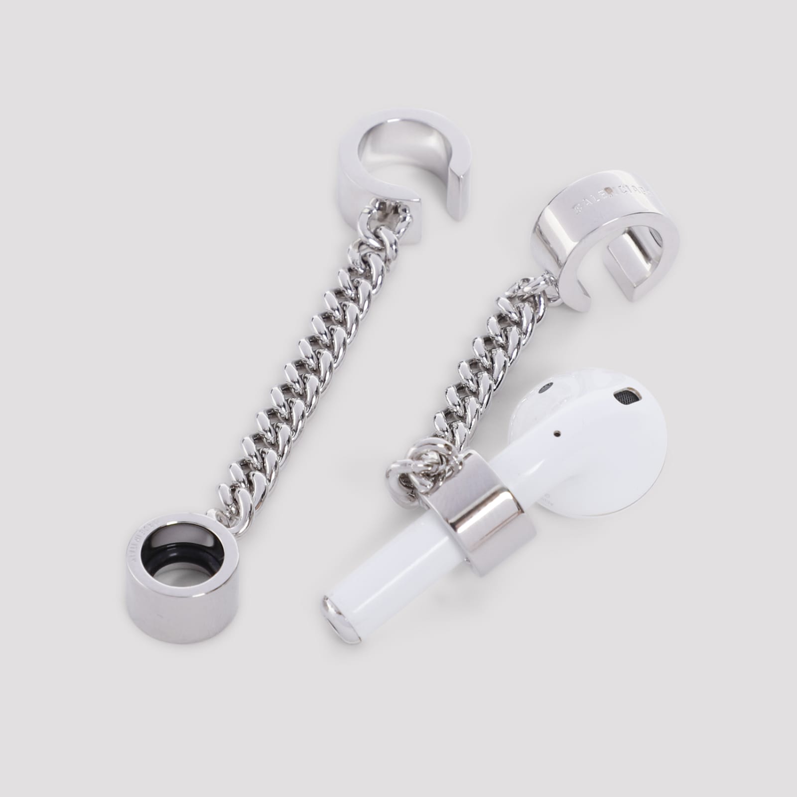 Shop Balenciaga Bluetooth Ear Cuffs In Shiny Silver