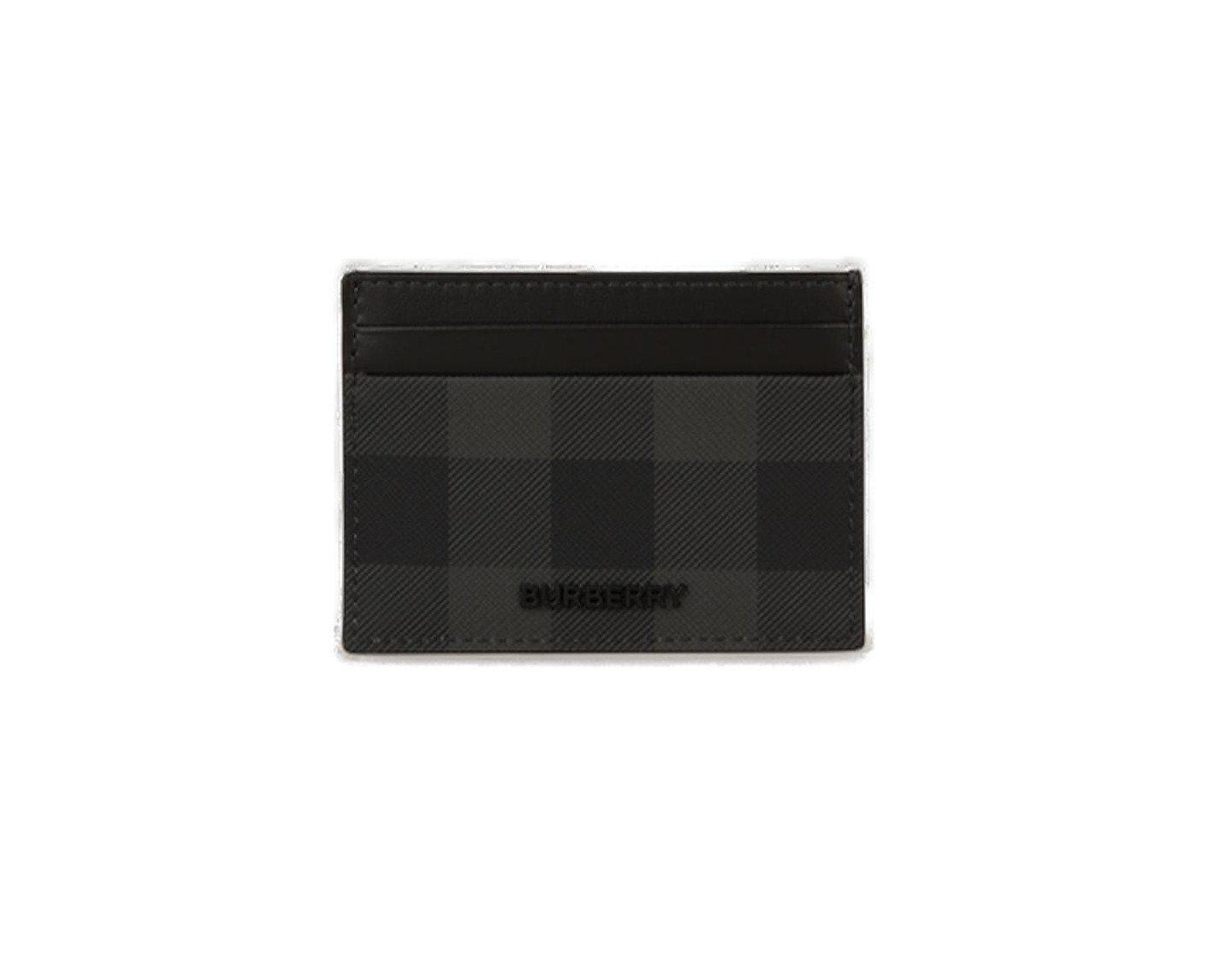Burberry Logo Plaque Checked Card Holder In Ink