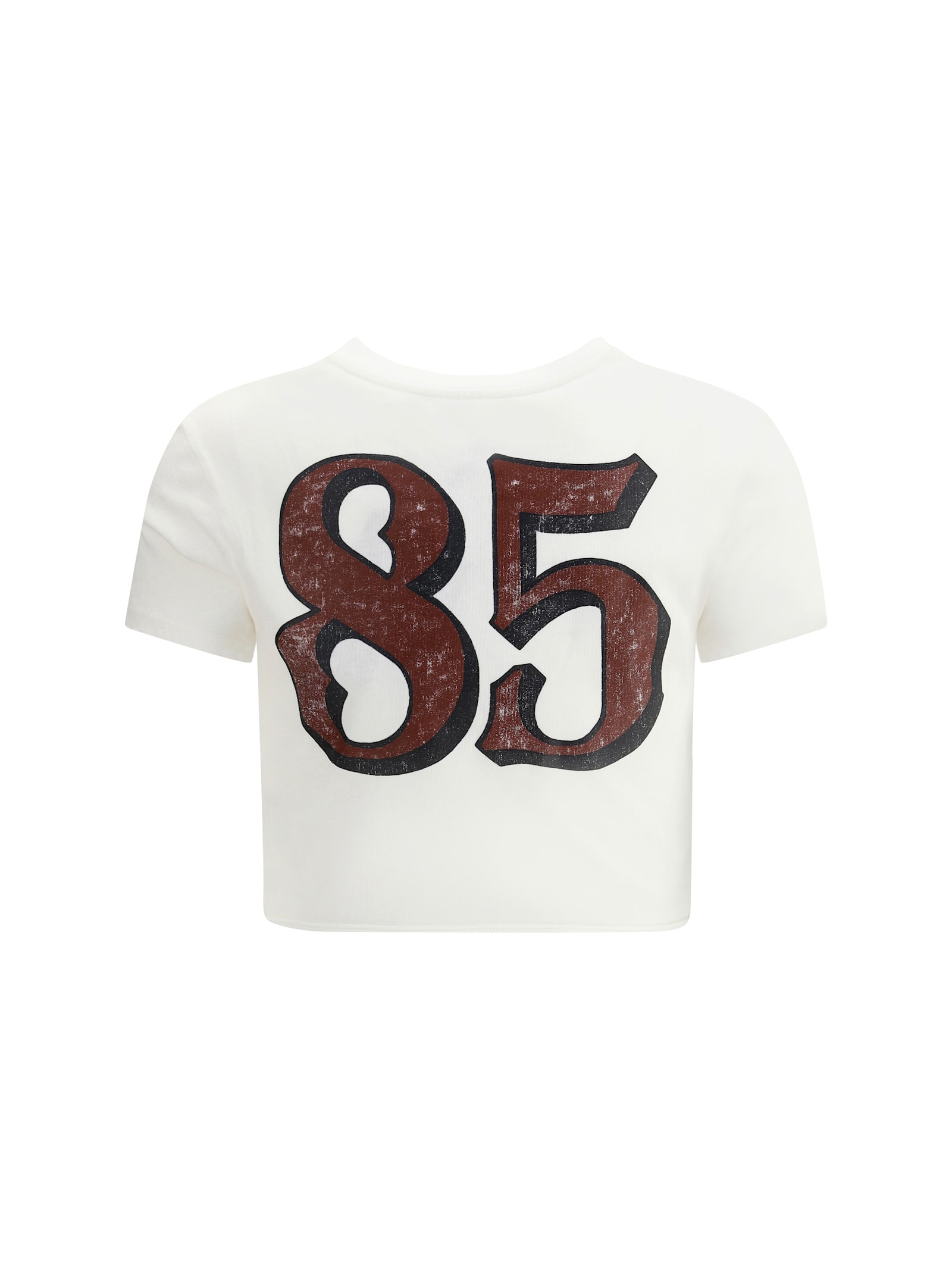 Dolce & Gabbana Graphic Print Cropped Top With Short Sleeves In White