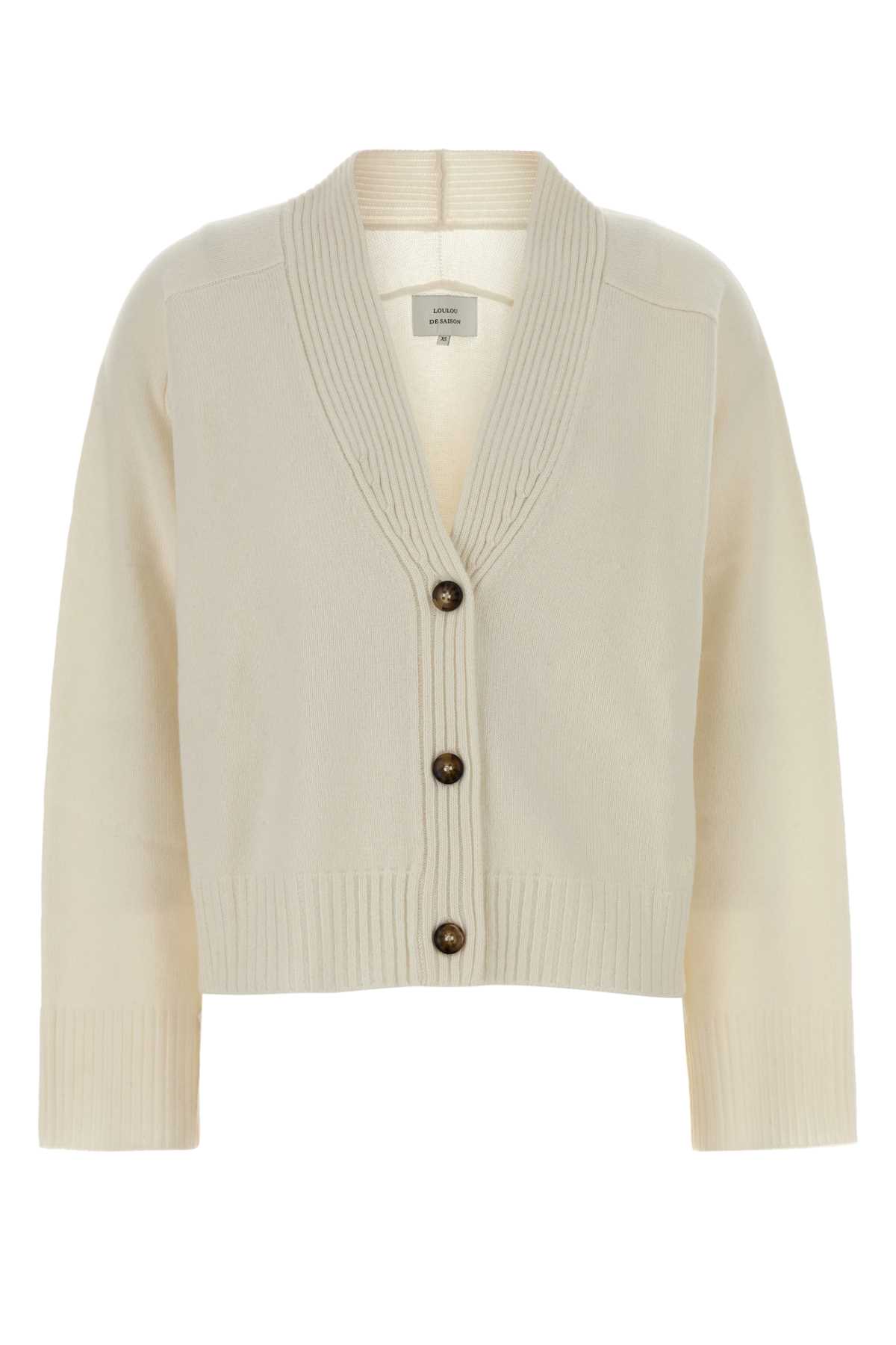 Loulou Studio Loulou Ivory Cashmere Oversize Kaia Cardigan In White