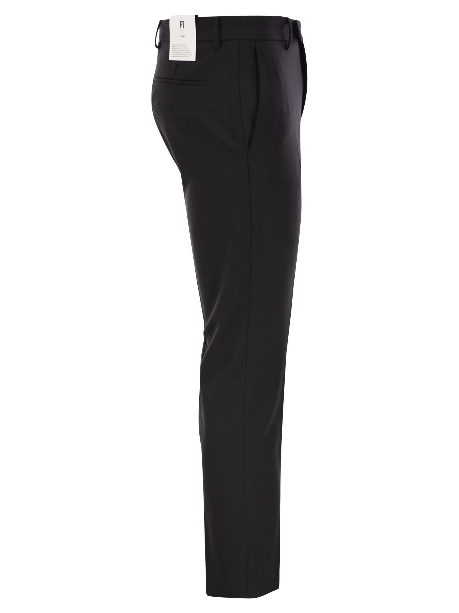 Shop Pt Torino Dieci - Virgin Wool Trousers In Black