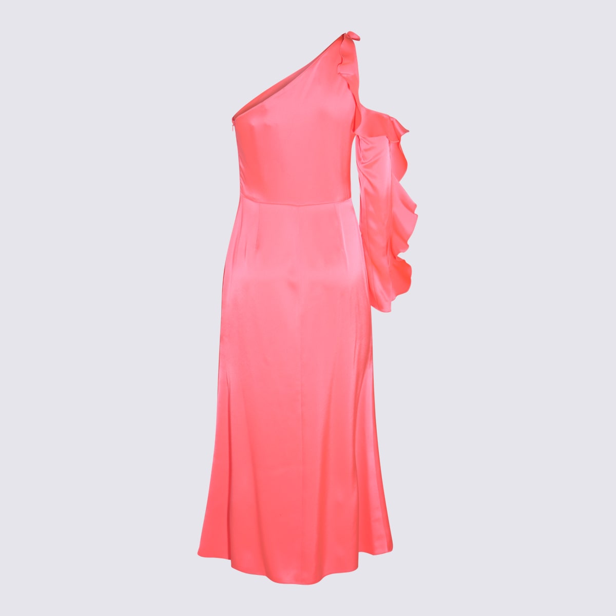 Neon Pink Satin Midi Dress