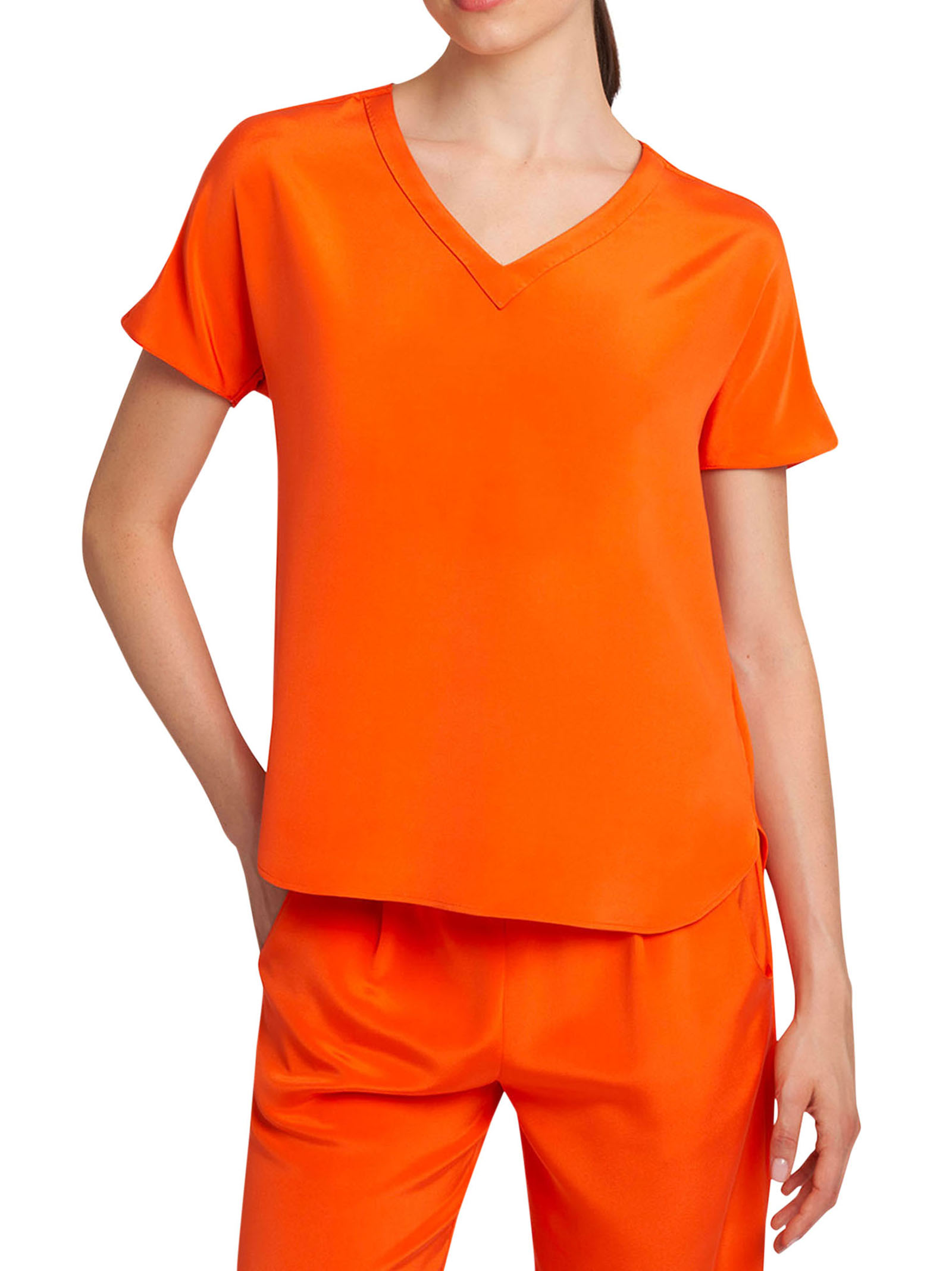 Shop Kiton Shirt Silk In Orange
