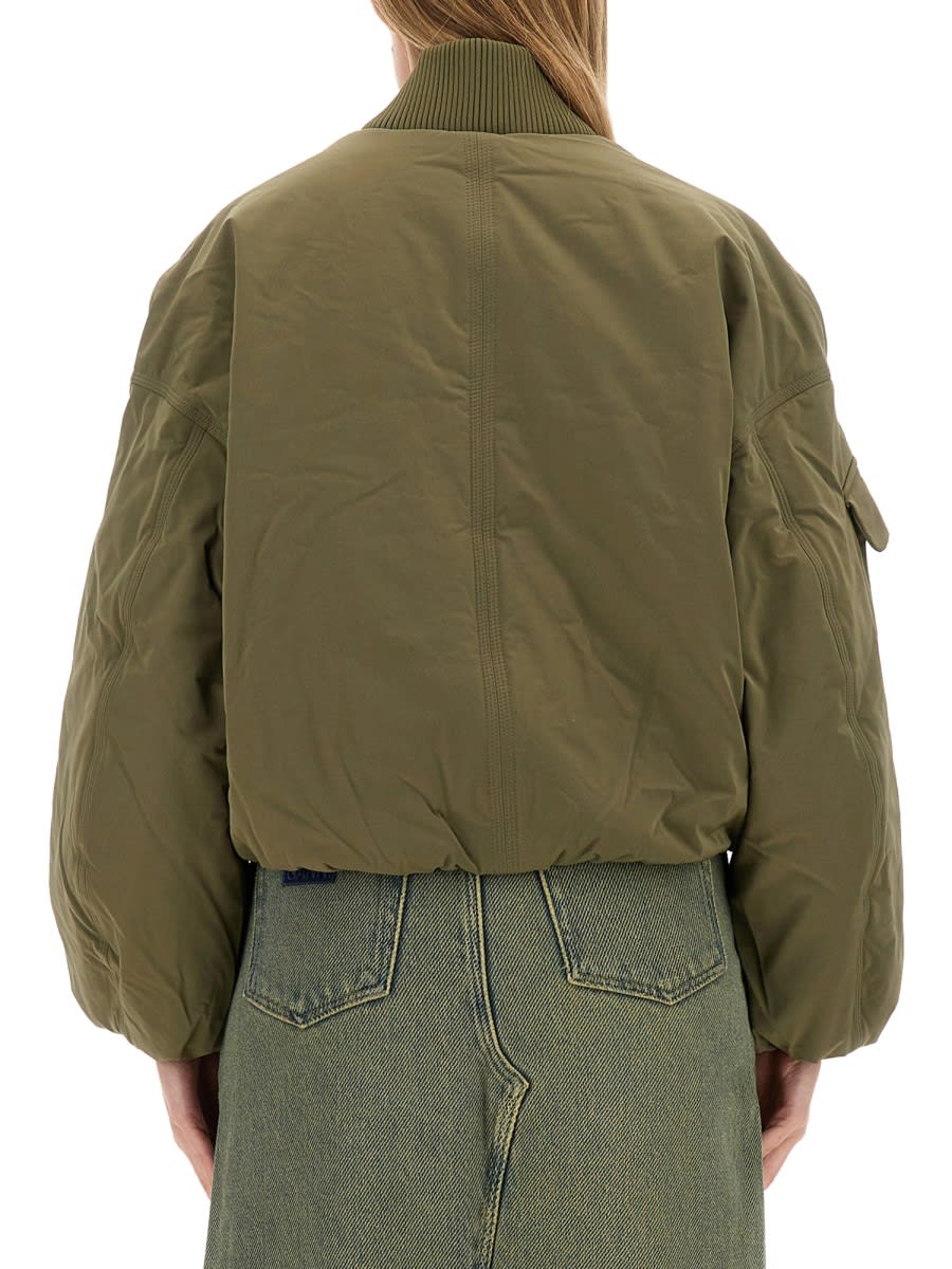 Shop Ganni Oversized Bomber Jacket In Green